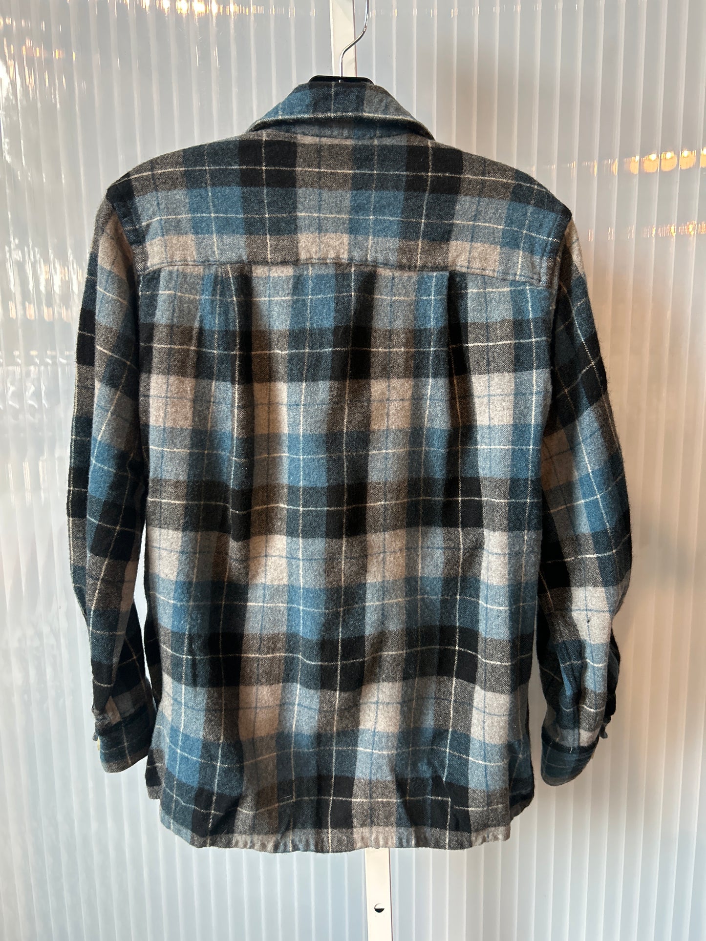 1960s Blue Plaid Long-Sleeve Shirt