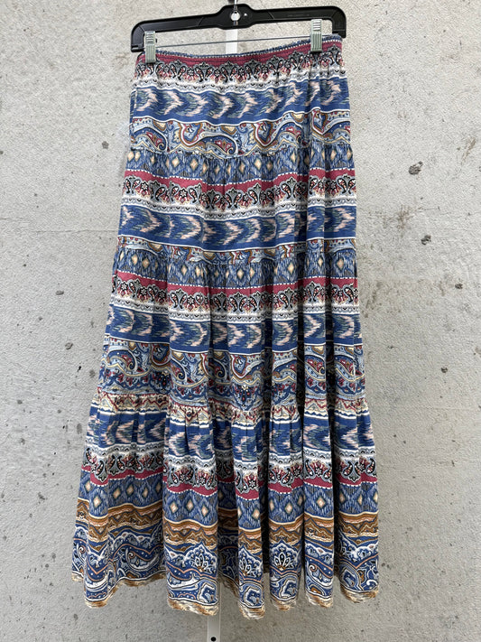 1970s Cotton Southwestern Print Maxi Skirt