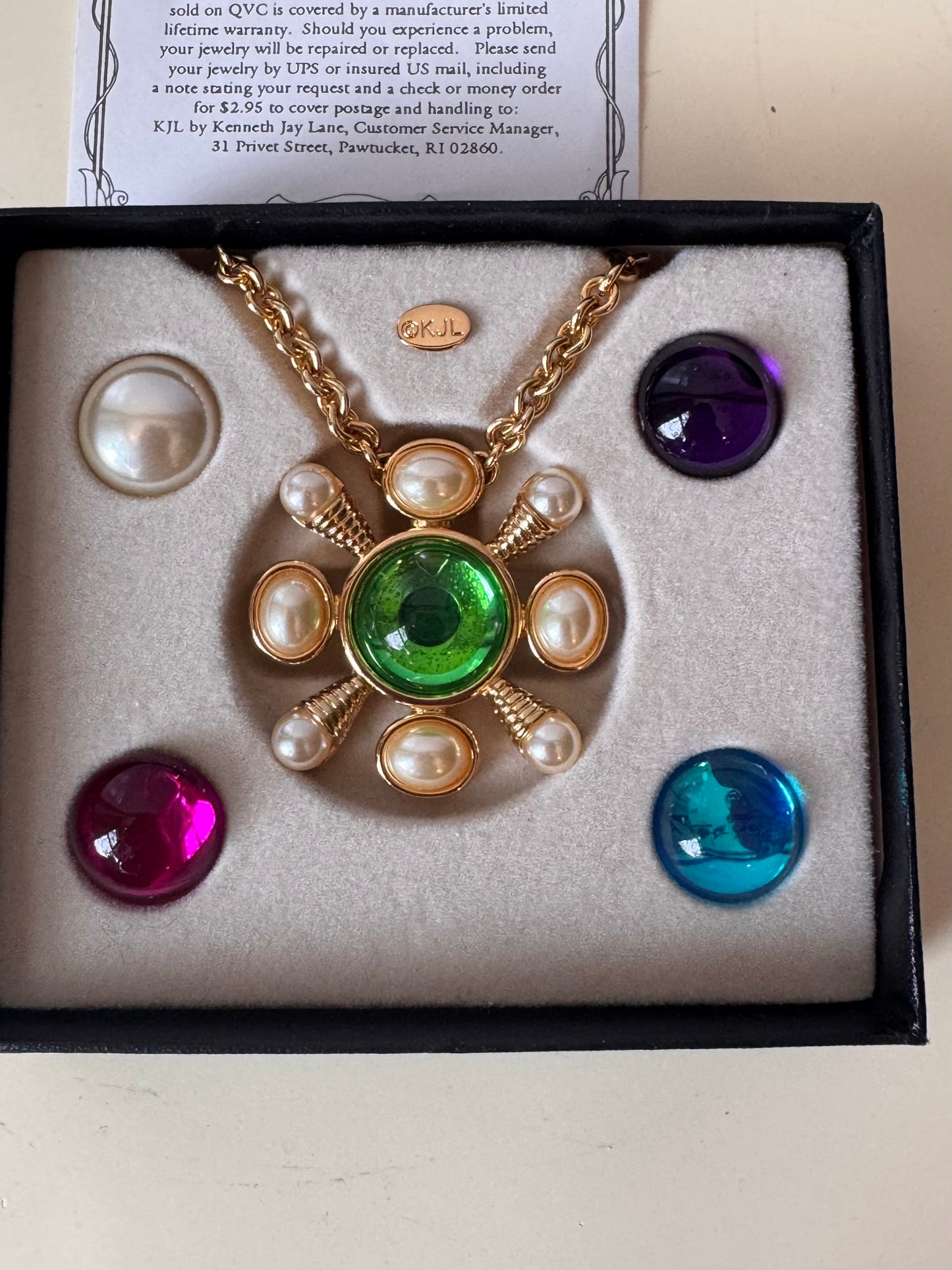 1960s KJL Necklace with Interchangeable Convertible Pendant