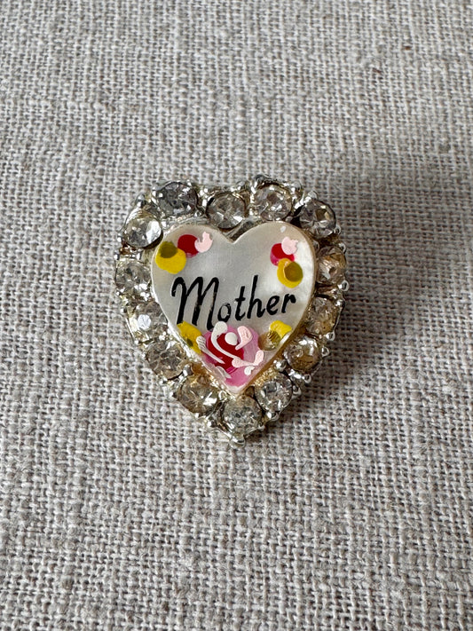1950s Pearl Hand-painted "Mother" Brooch