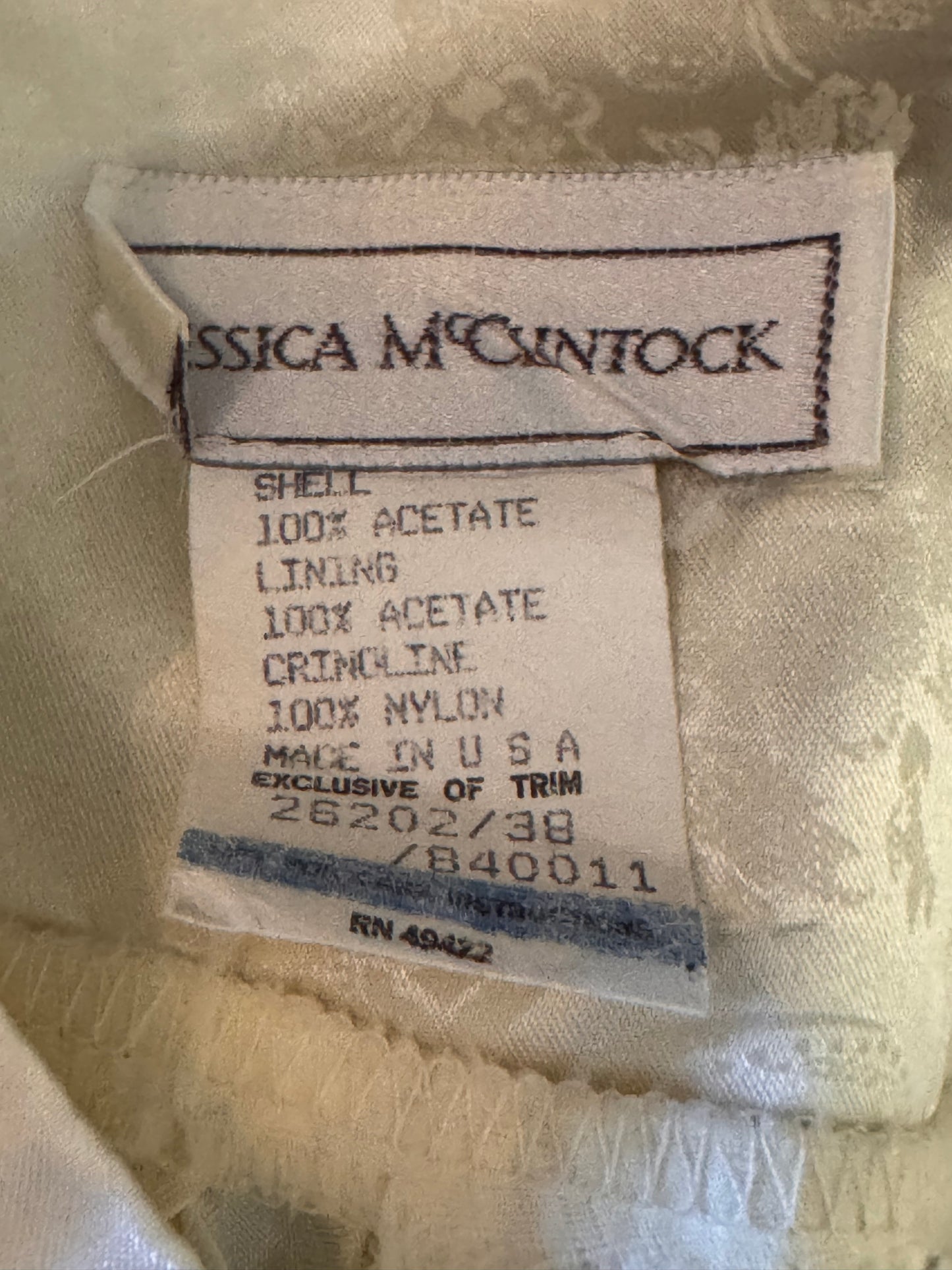 Gunne Sax Cream Jacquard Satin Skirt