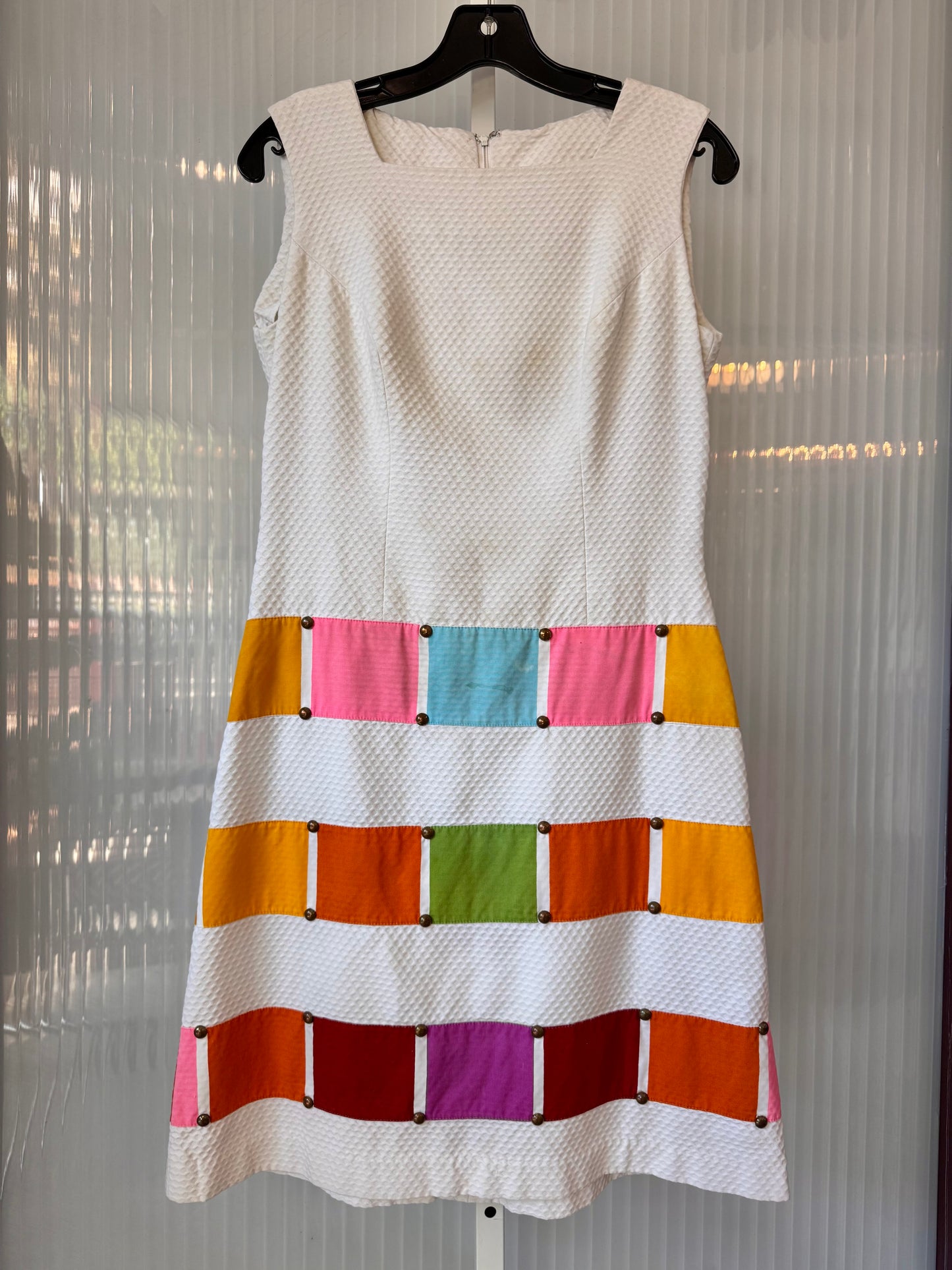 1960s Color-Blocked White Dress