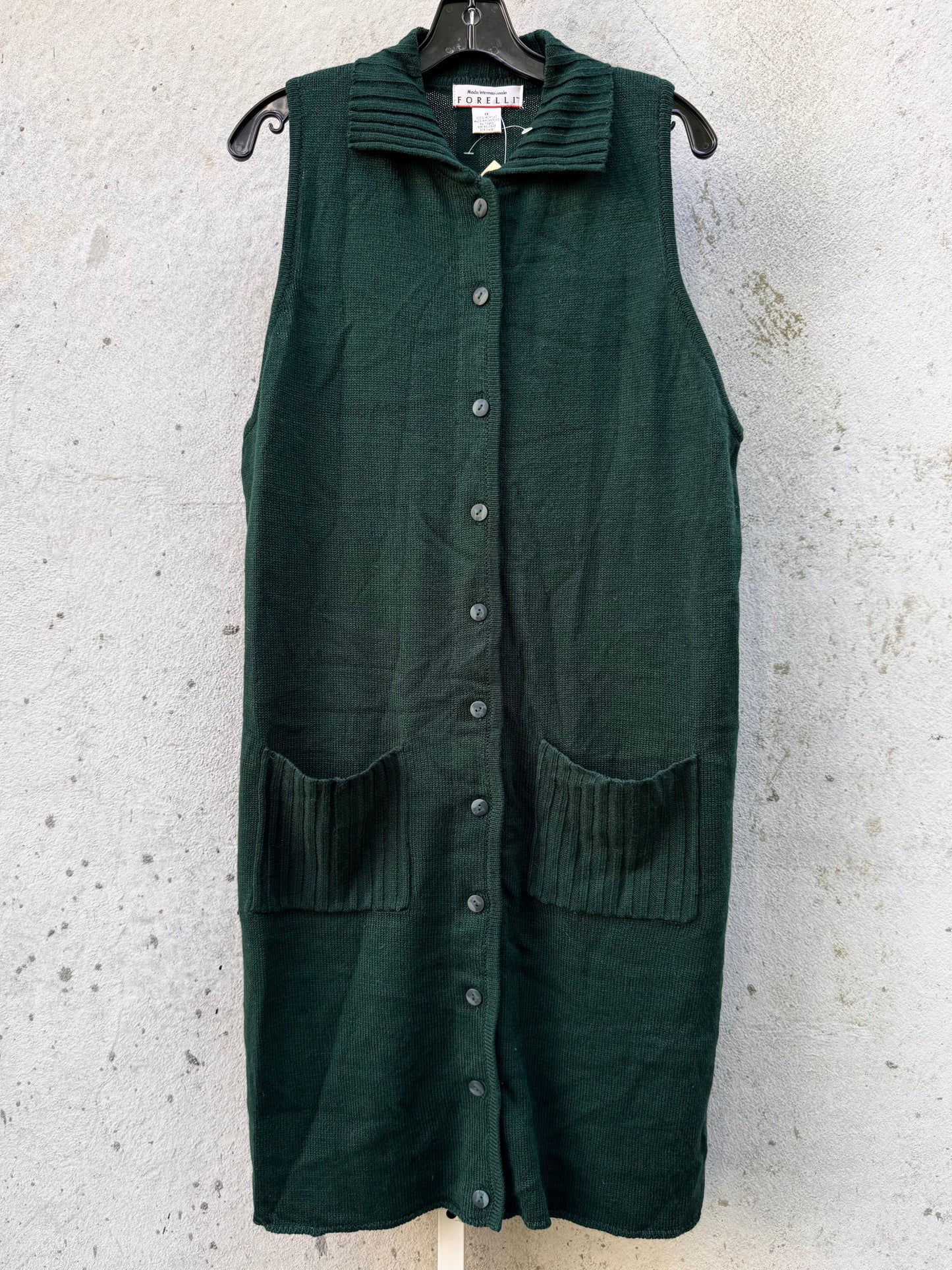 1990s Green Button Up Sweater Vest