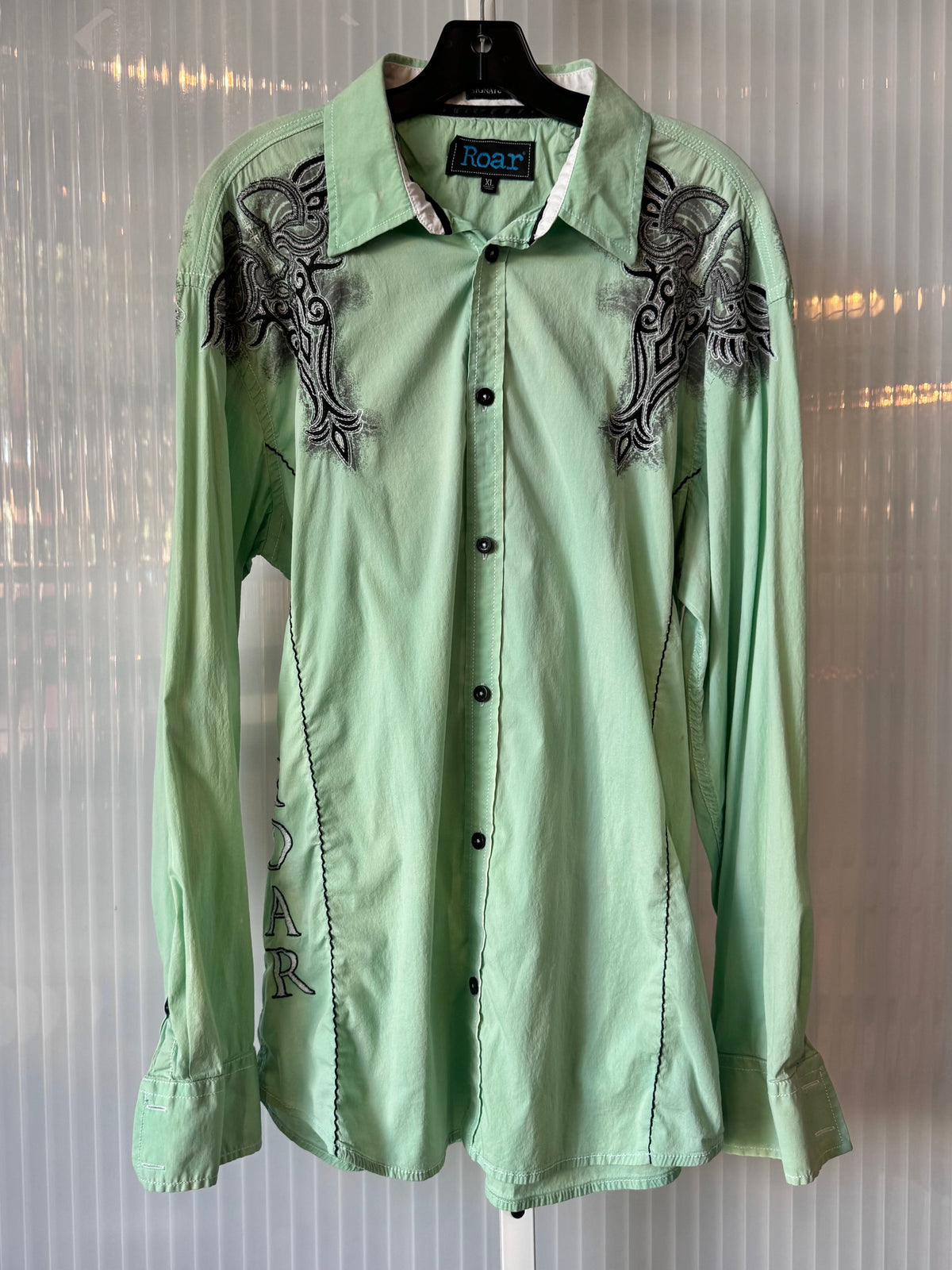 Y2K Grunge Mint Green Button-Up Shirt