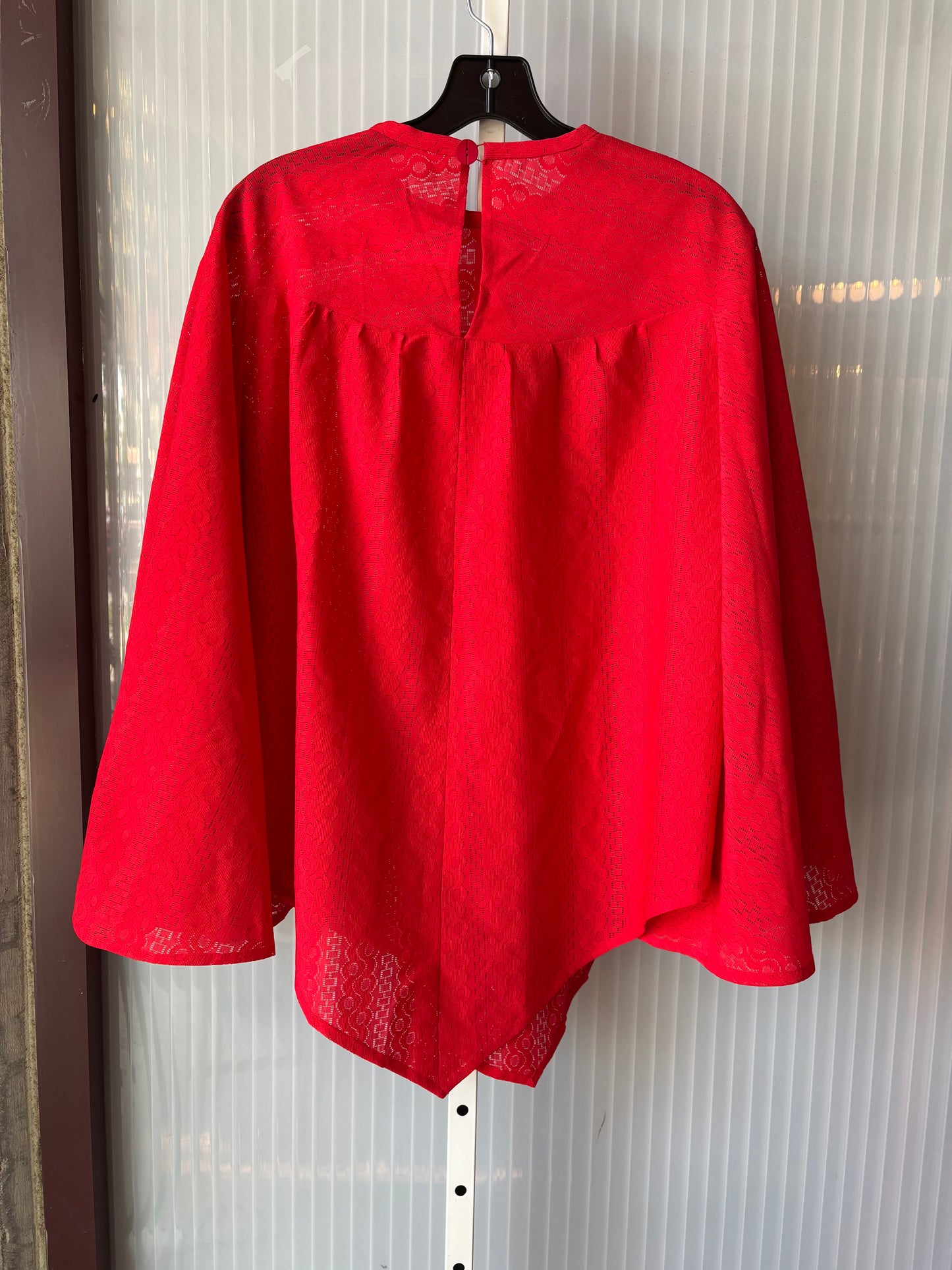 1970s Billowing Gathered Bright Red Lace Blouse & Pants Set