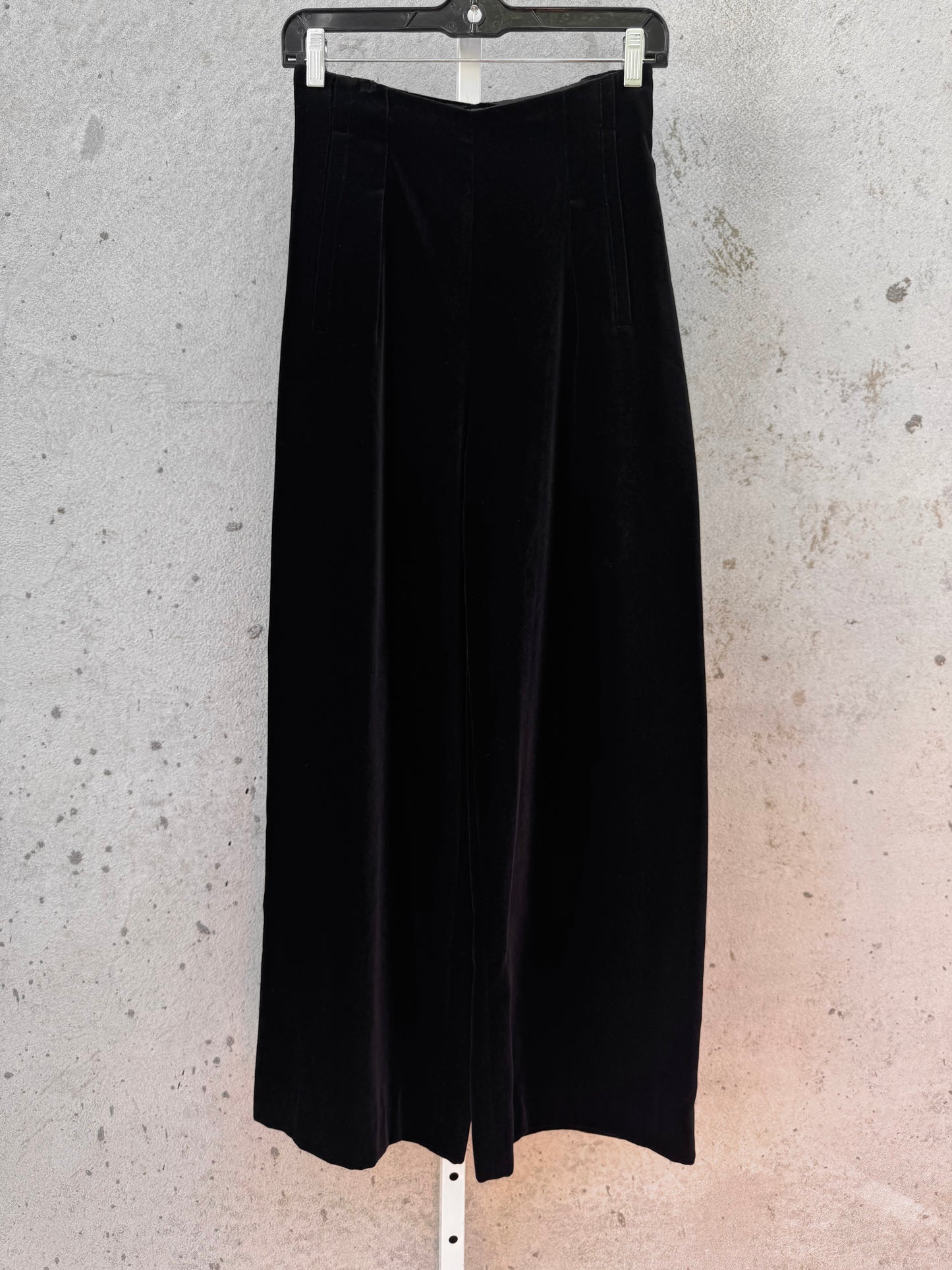 1980s Formal Black Velvet Pants