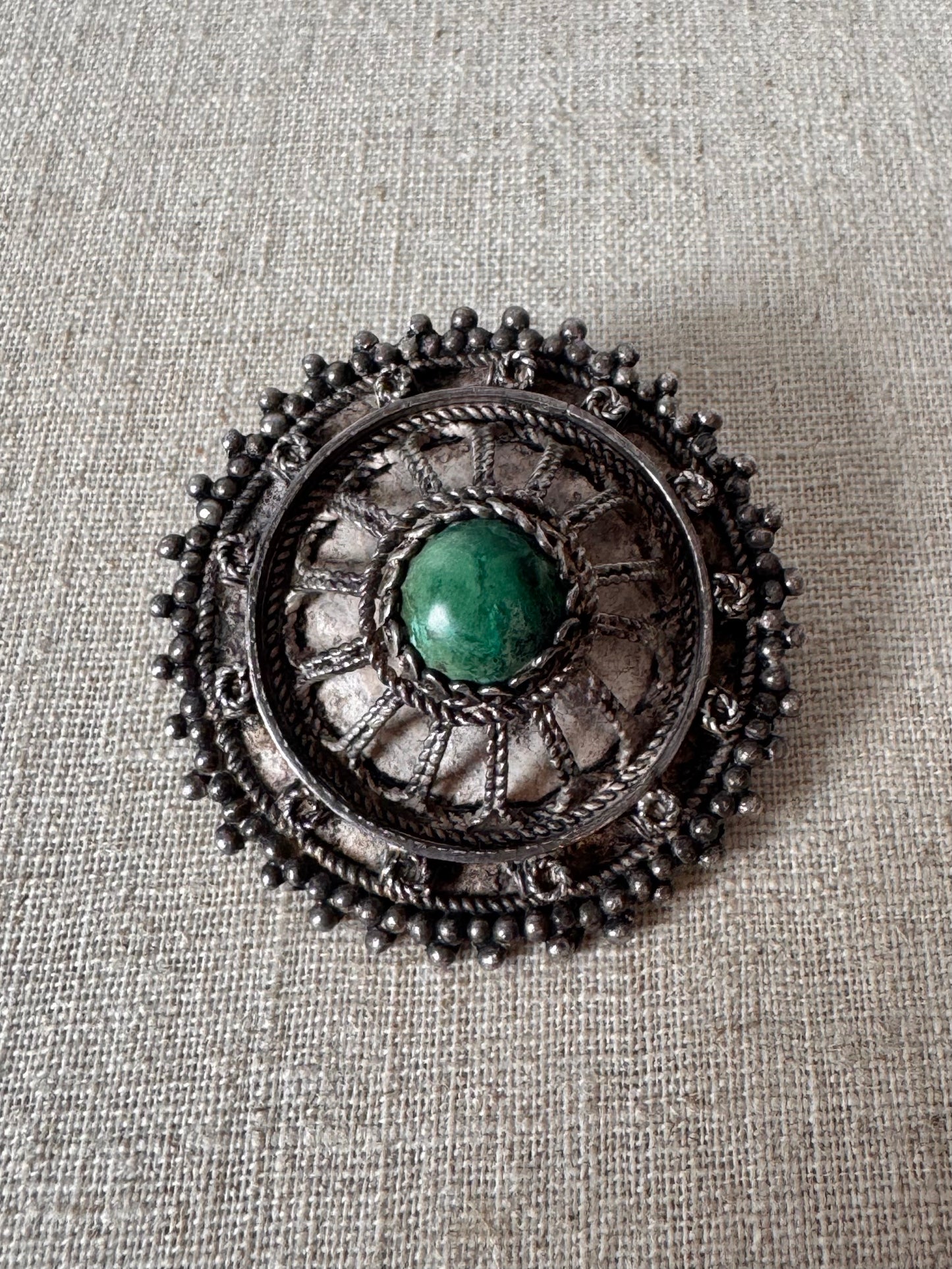 Israel Eilat Stone 935 Silver Brooch