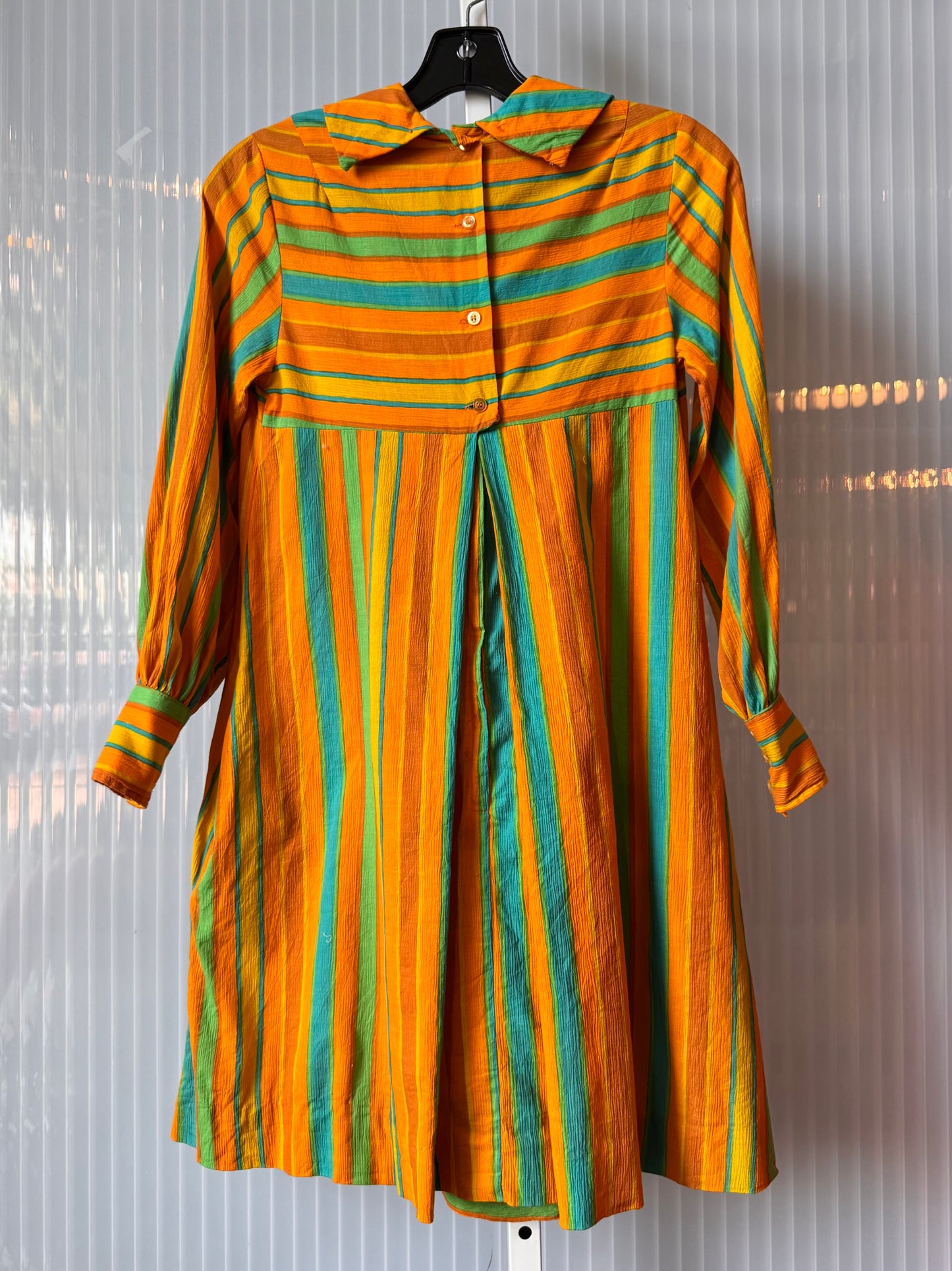 1970s Orange green & Blue Striped Dress
