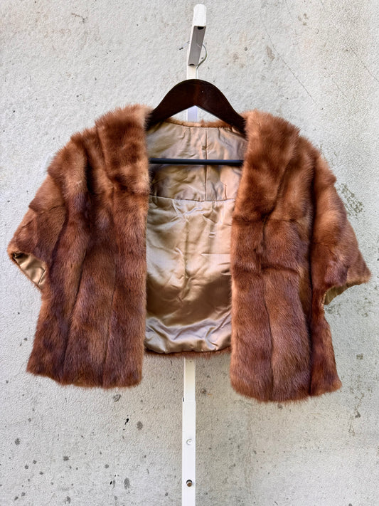 Mink Fur Stole with Collar & Pockets
