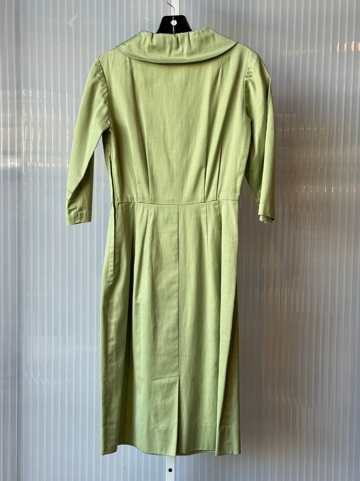1960s Light Green Midi Collared Sheath Dress