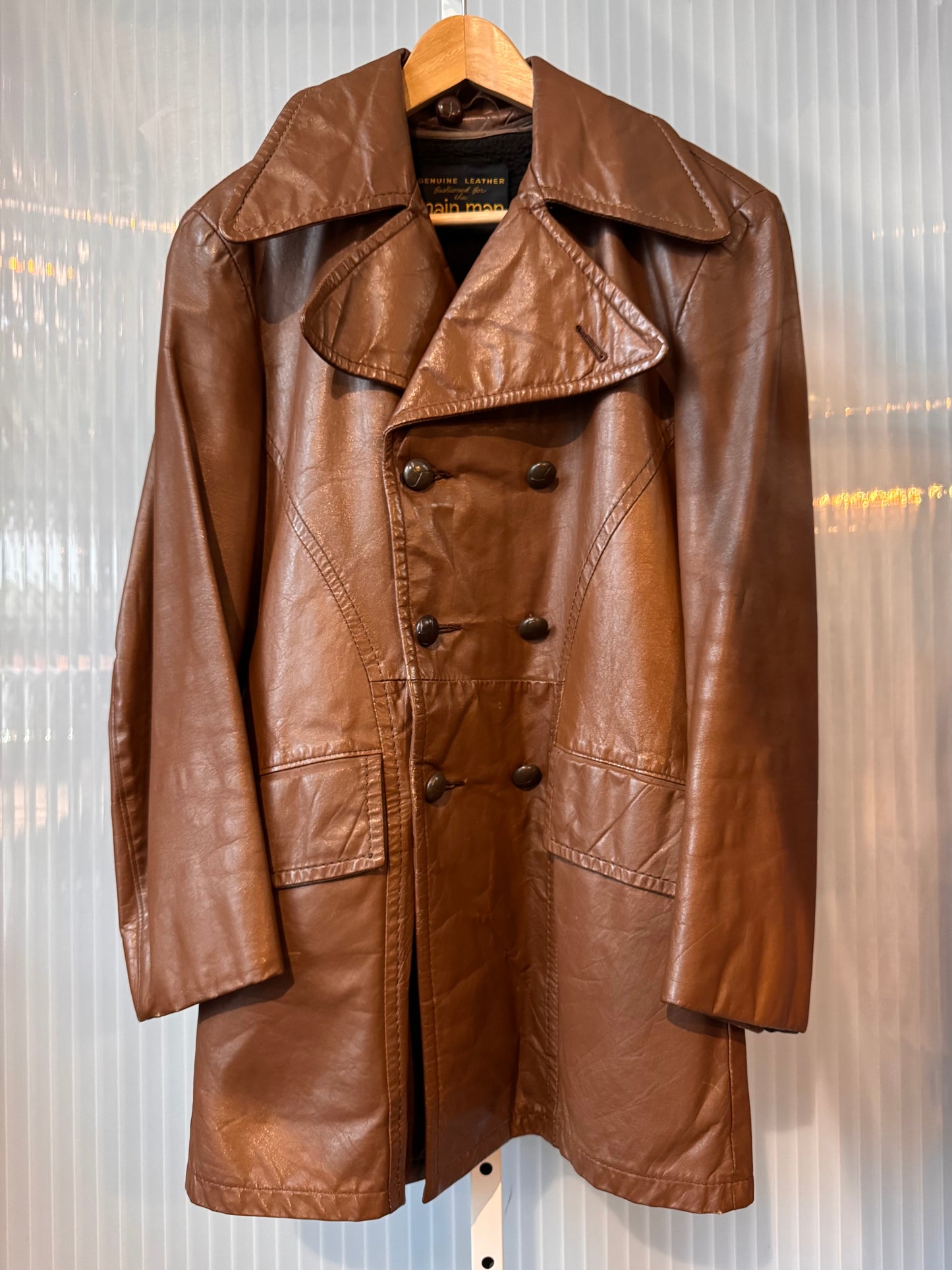 1970s Brown Double-Breasted Leather Jacket