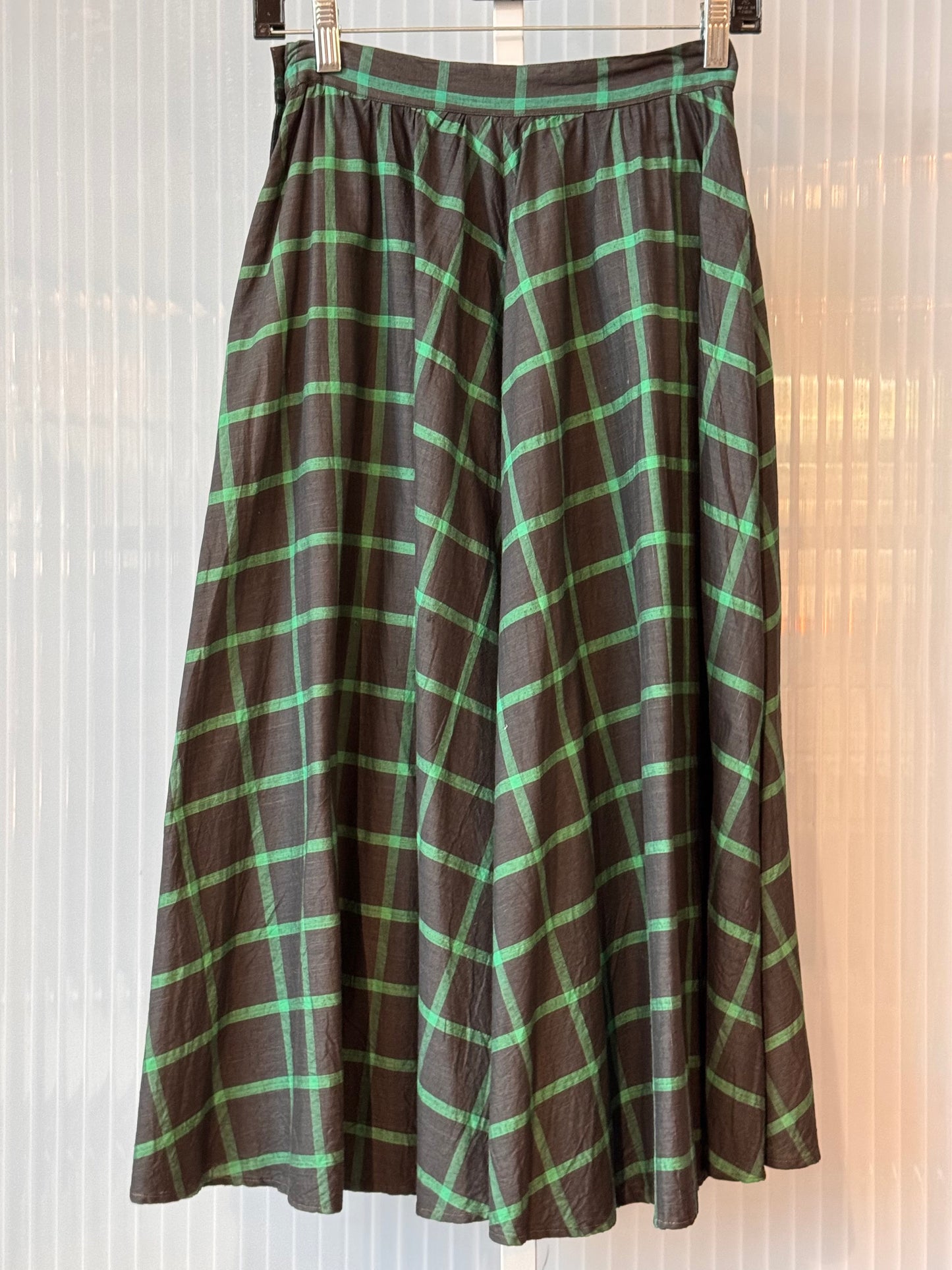 1970s Green Plaid Skirt