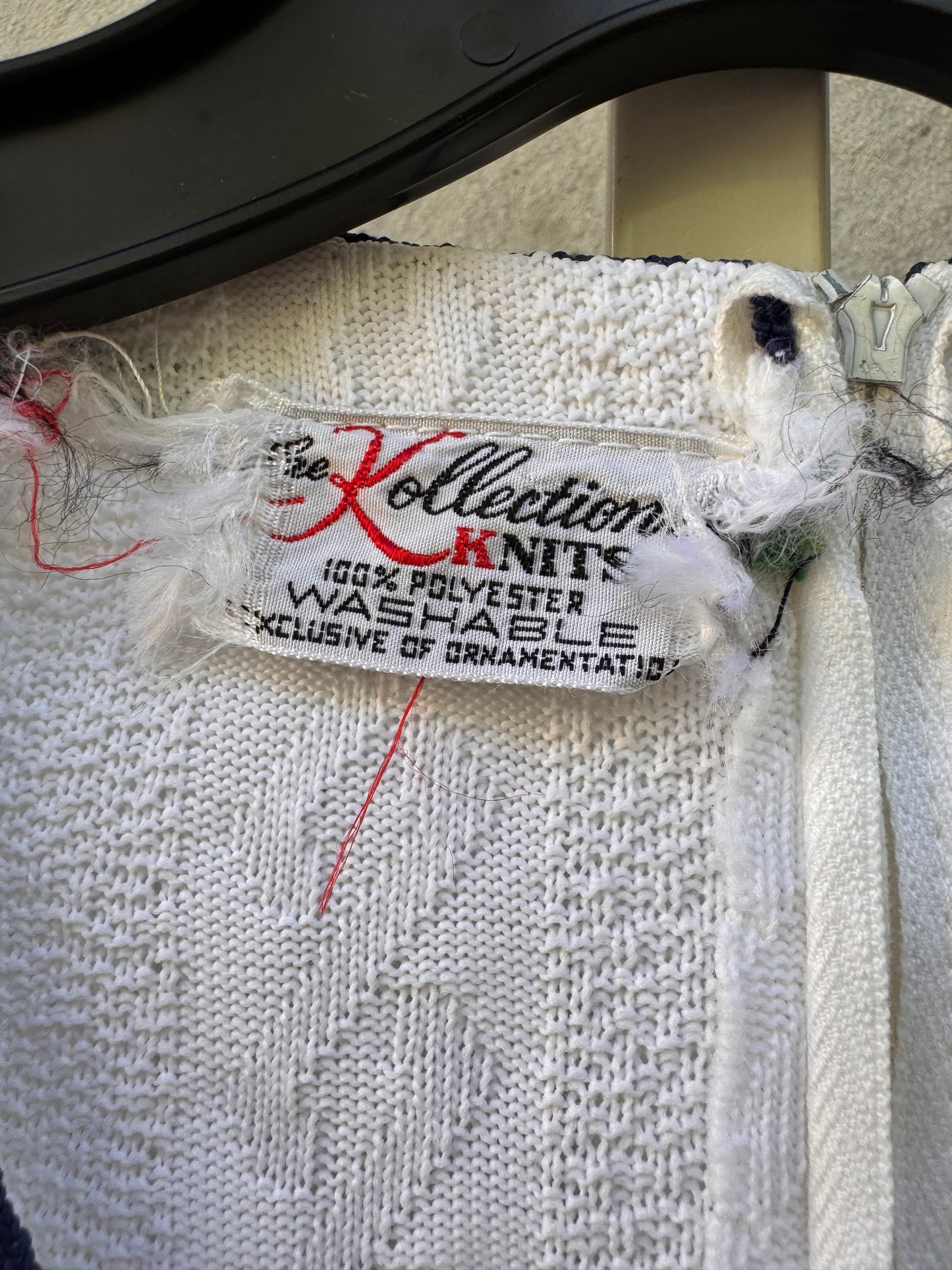 1970s White Cable Poly Knit Tennis Dress