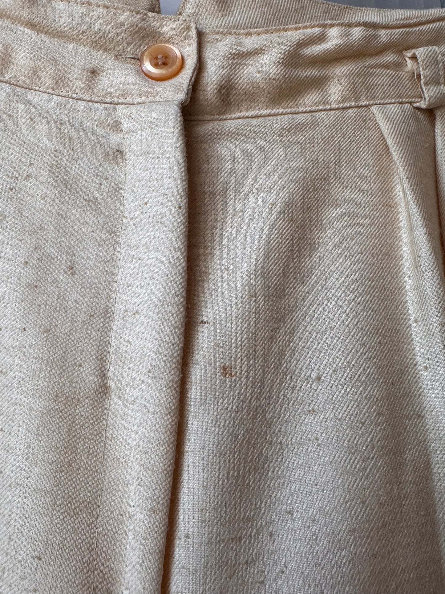 1980s Cream Wool Blend Top Jacket & Pants Suit Set