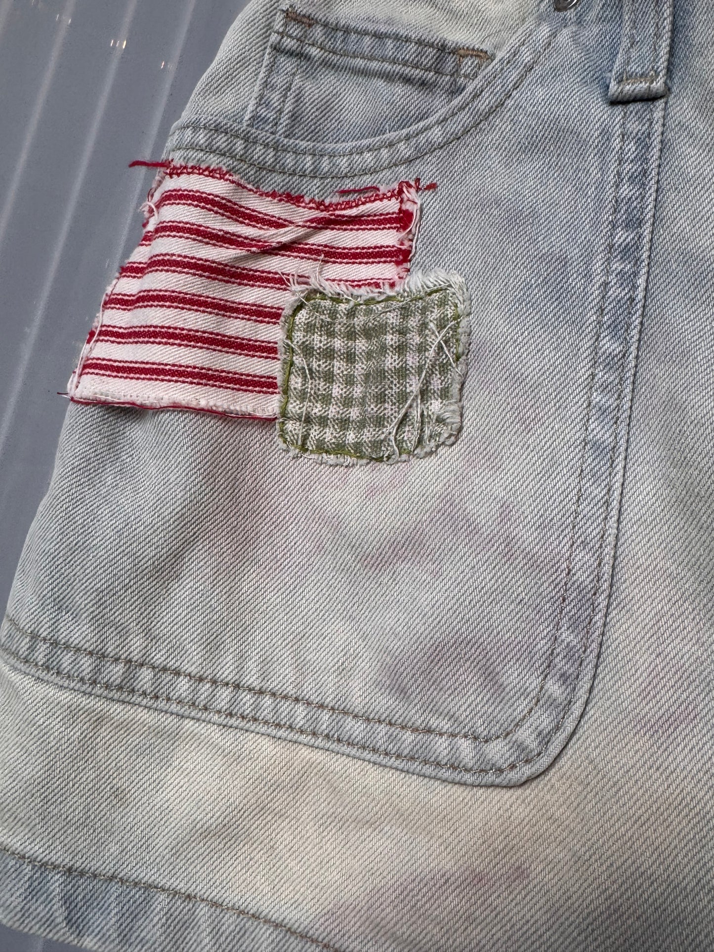 2010s Childrens Denim Skirt with Patchwork Apple