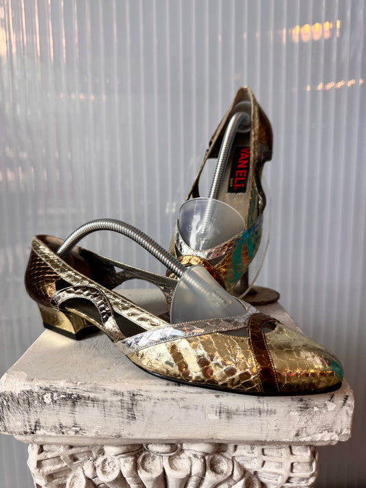 Vaneli Gold Block Heels