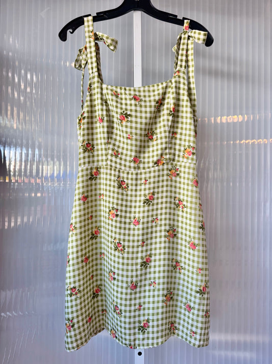 Green Gingham & Floral Dress