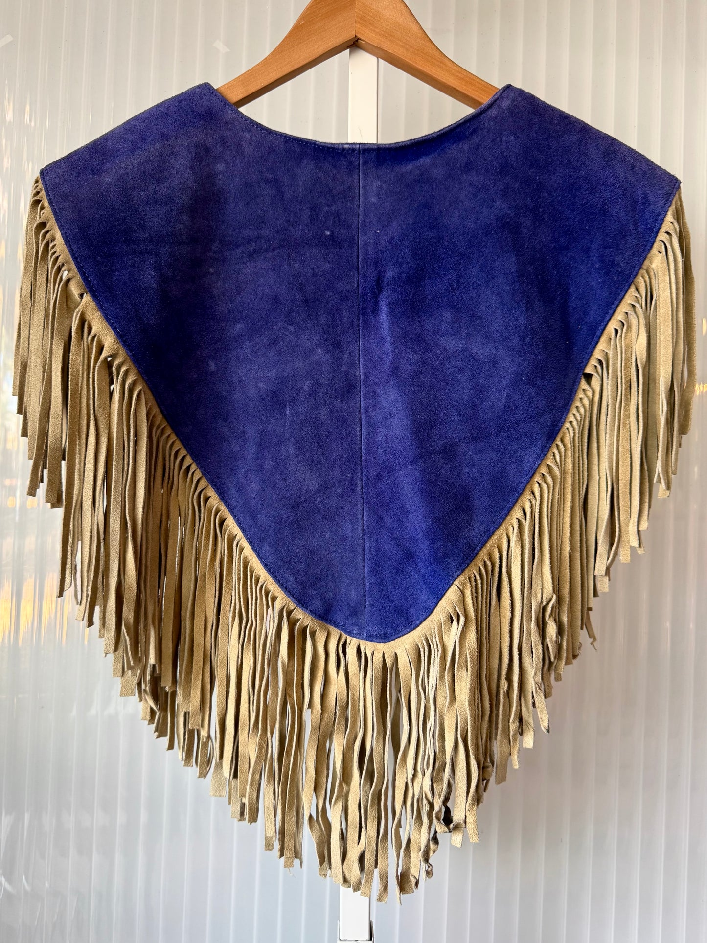 Taupe & Indigo Suede Poncho