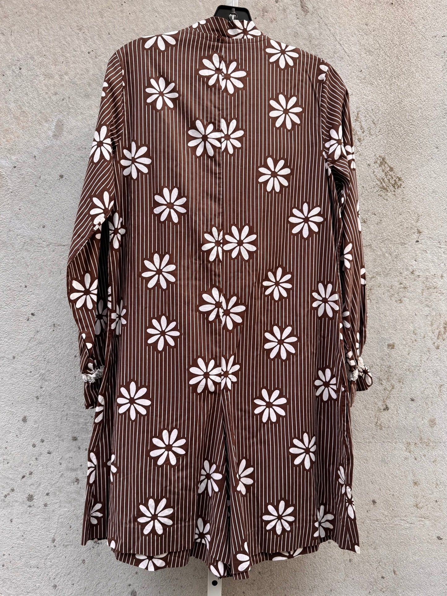 1970s Brown and White Floral Romper