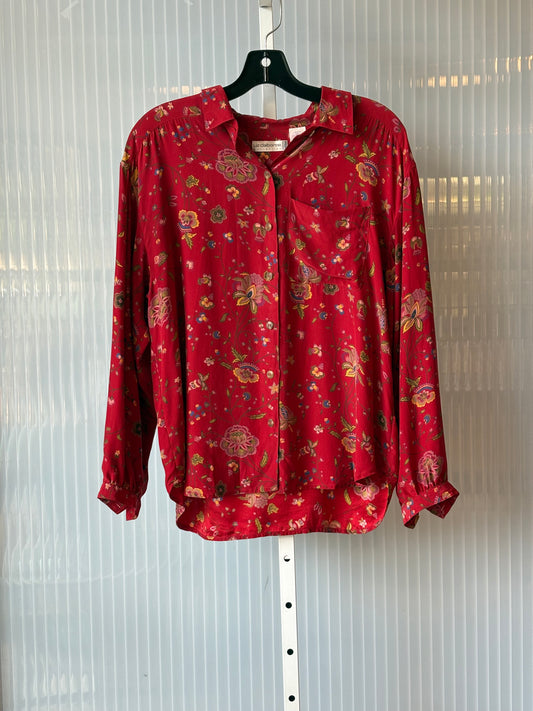 1990s Red Floral 100% Silk Lounge Set