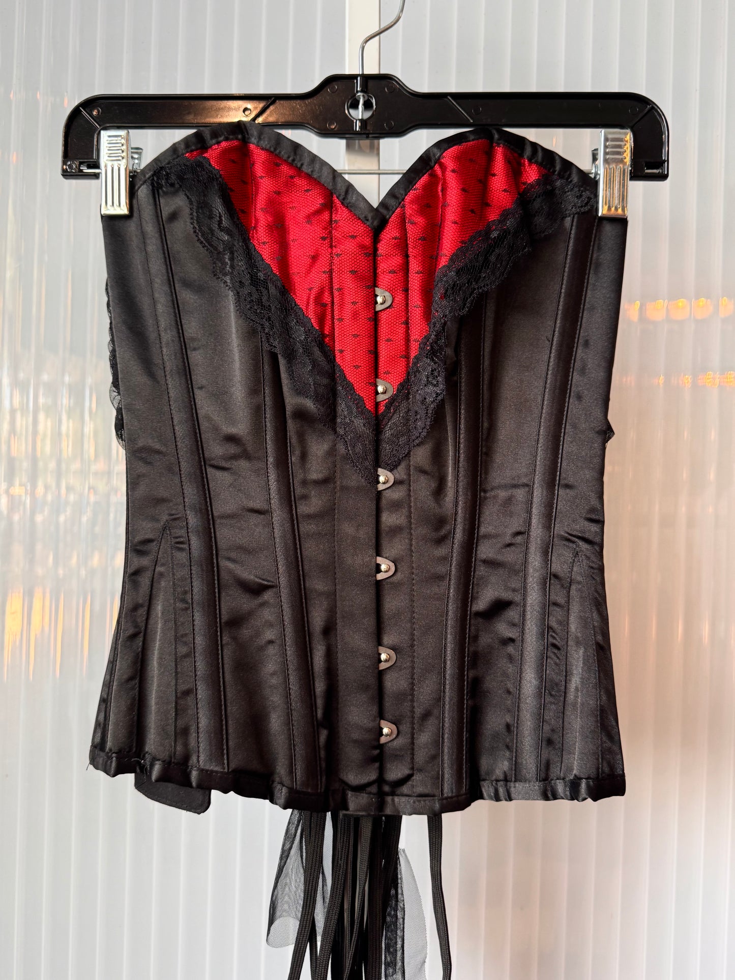 Corset Story Black & Red Satin Overbust Corset