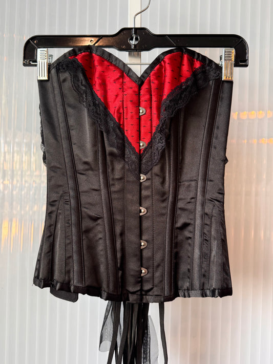 Corset Story Black & Red Satin Overbust Corset