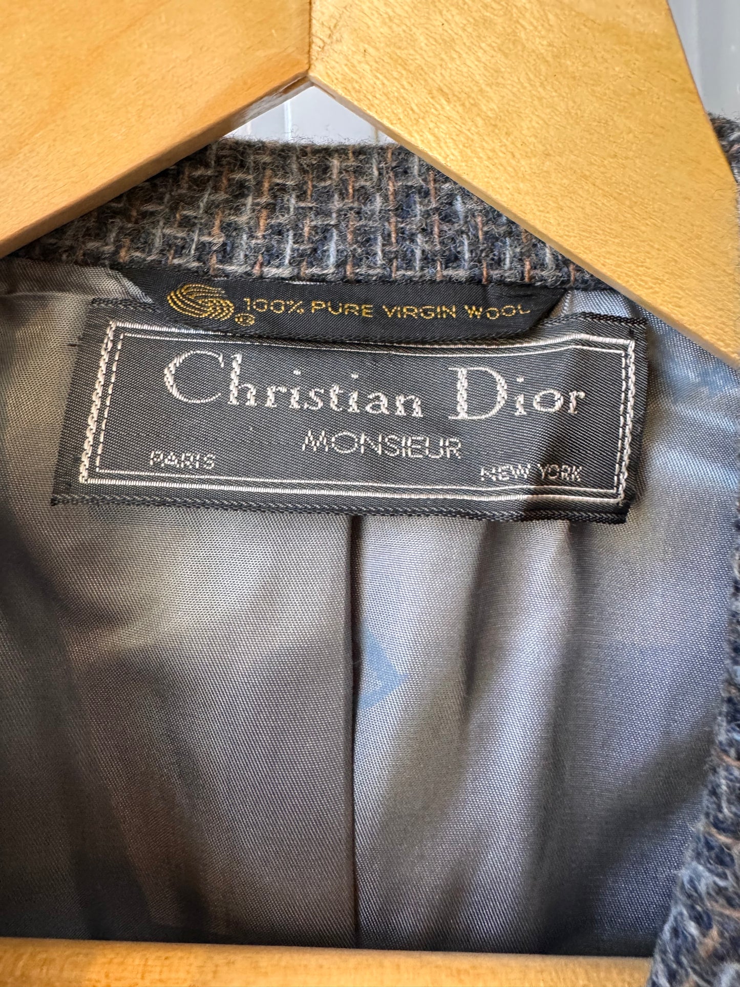 1980s Christian Dior Grey Tweed Wool Blazer