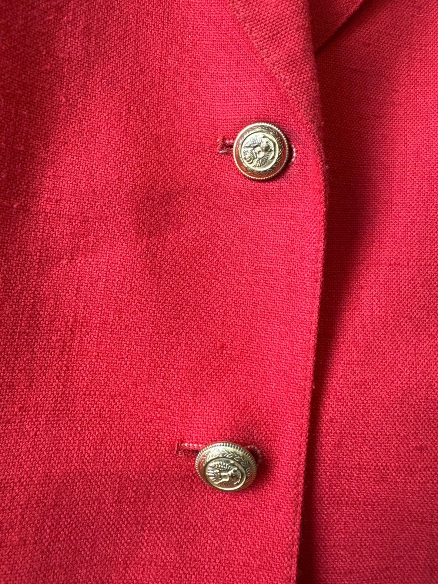 1980s Red Blazer Jacket with Gold Buttons