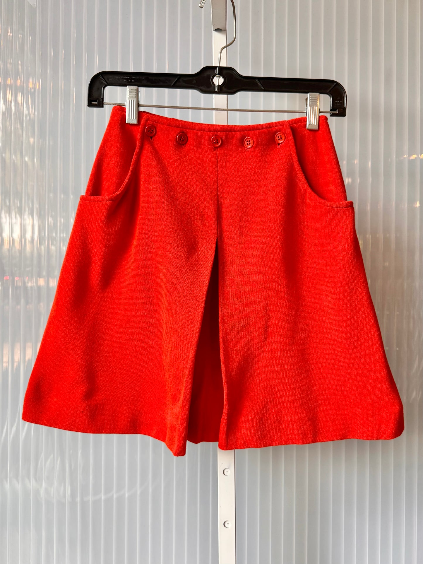 1970s Orange Button-Front Wool Skirt