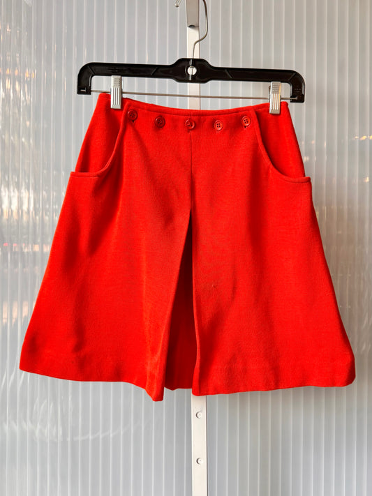 1970s Orange Button-Front Wool Skirt