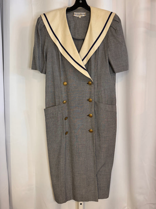 1980s Gray Houndstooth Sailor Dress
