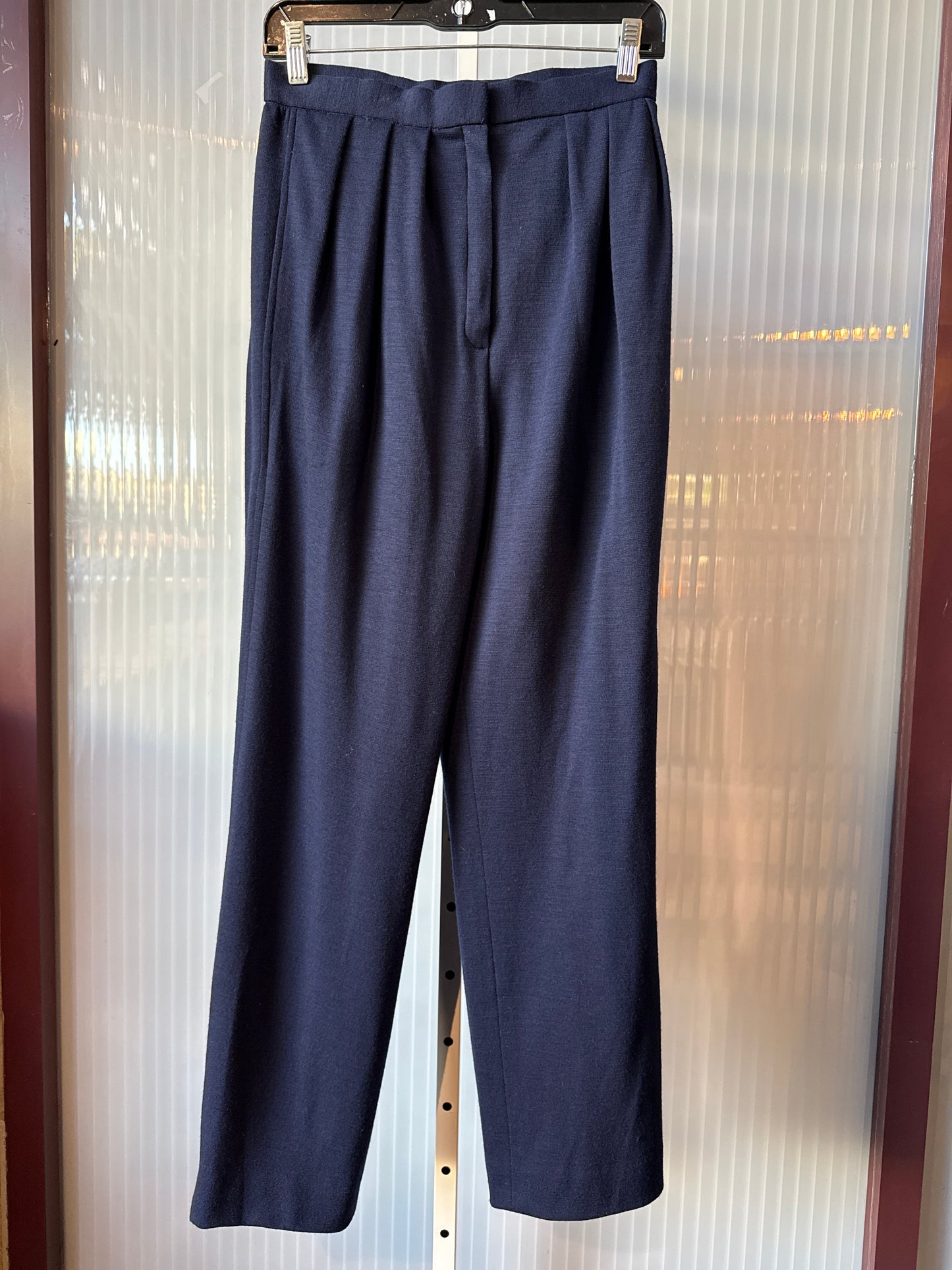 1980s Oscar de la Renta Pleated Navy Pants