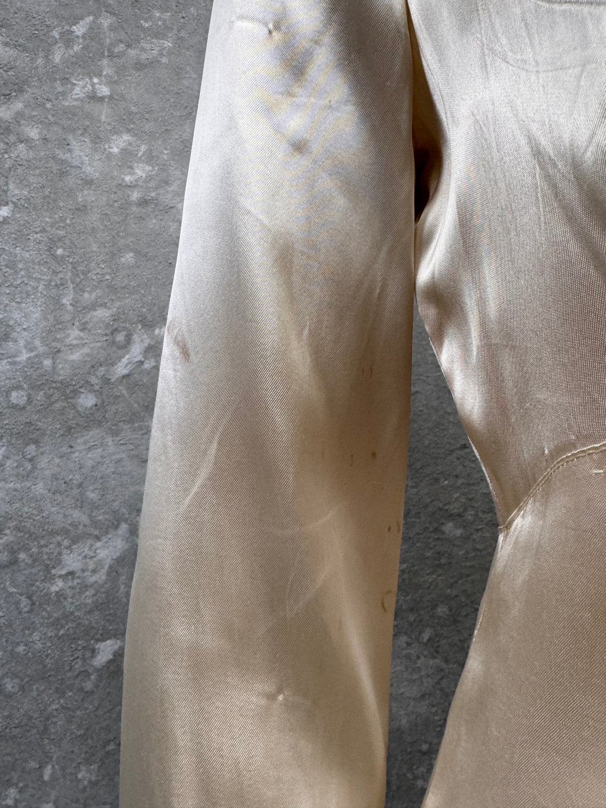 1940s Cream Liquid Satin Bias-Cut Wedding Dress