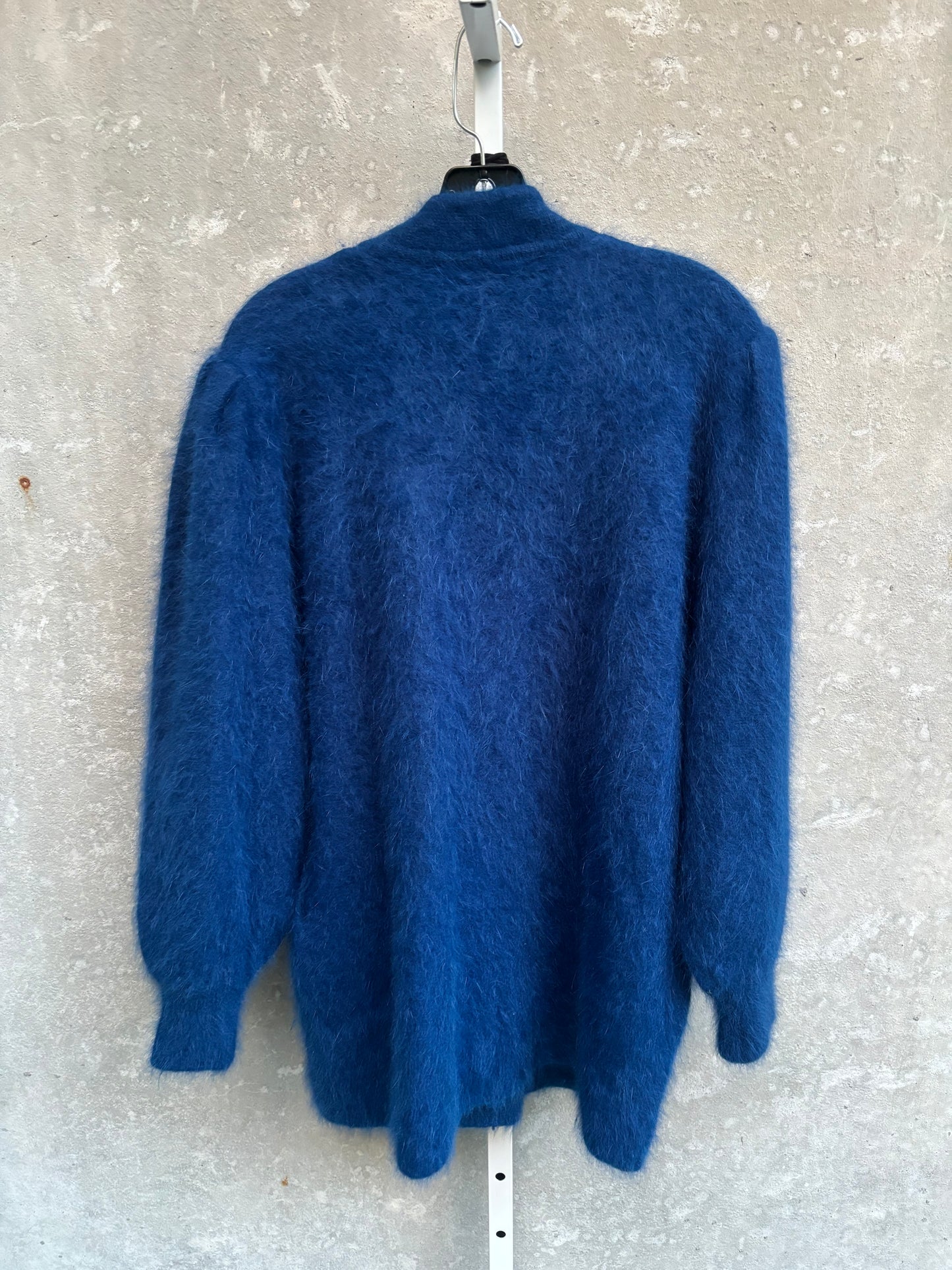1980s Blue Angora Beaded Sweater