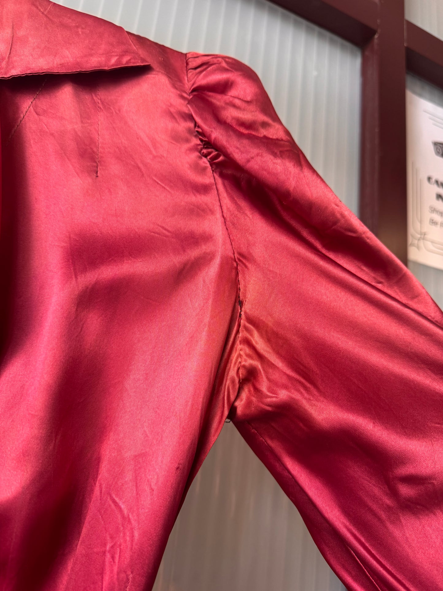 1940s Deep Red Luxurious Satin Robe Dress