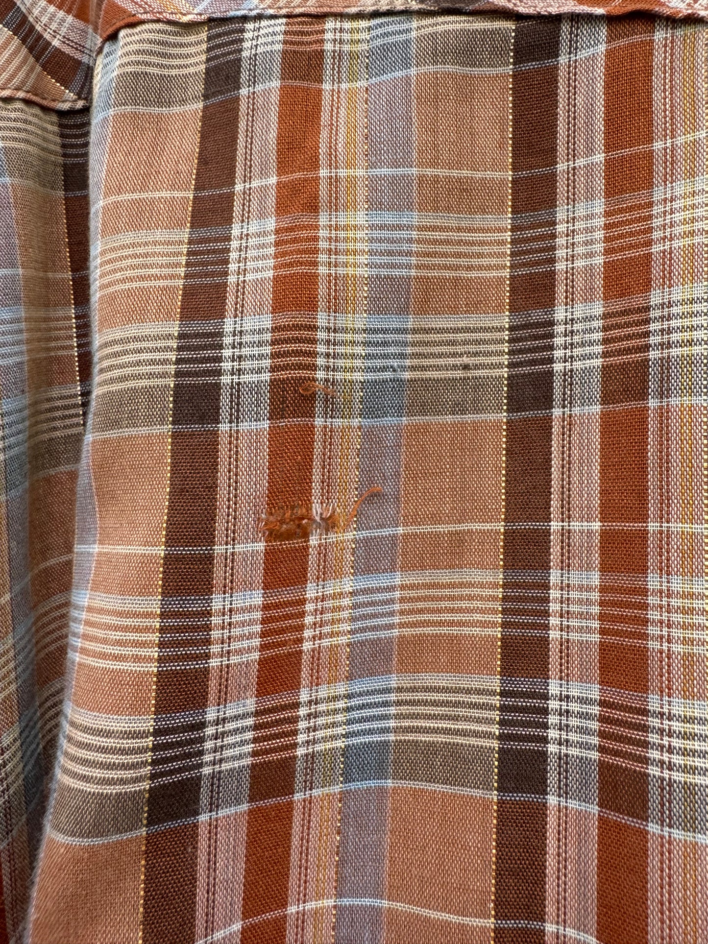 1970s Wrangler Orange & Brown Gingham Western Shirt