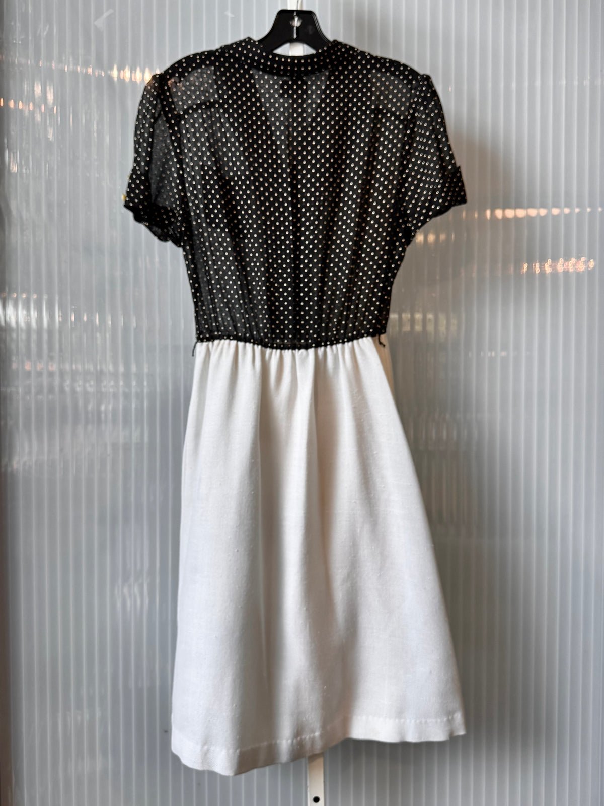 1980s Black & White Polka Dot Shirtwaist Dress
