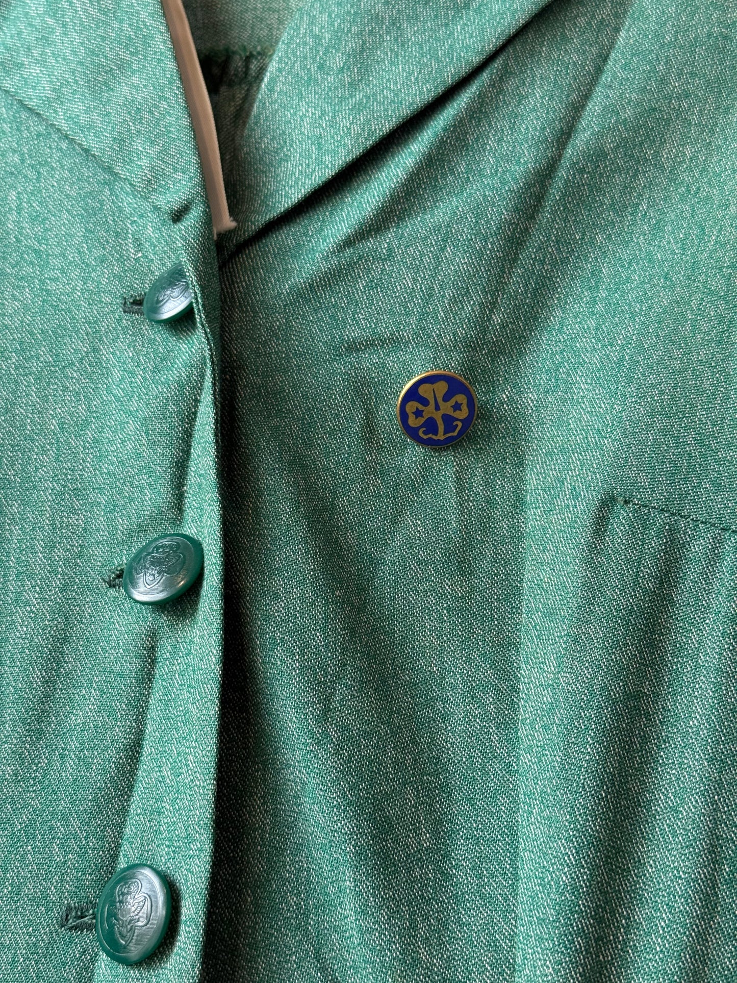 1950s Green Girl Scout Dress w/ Pin