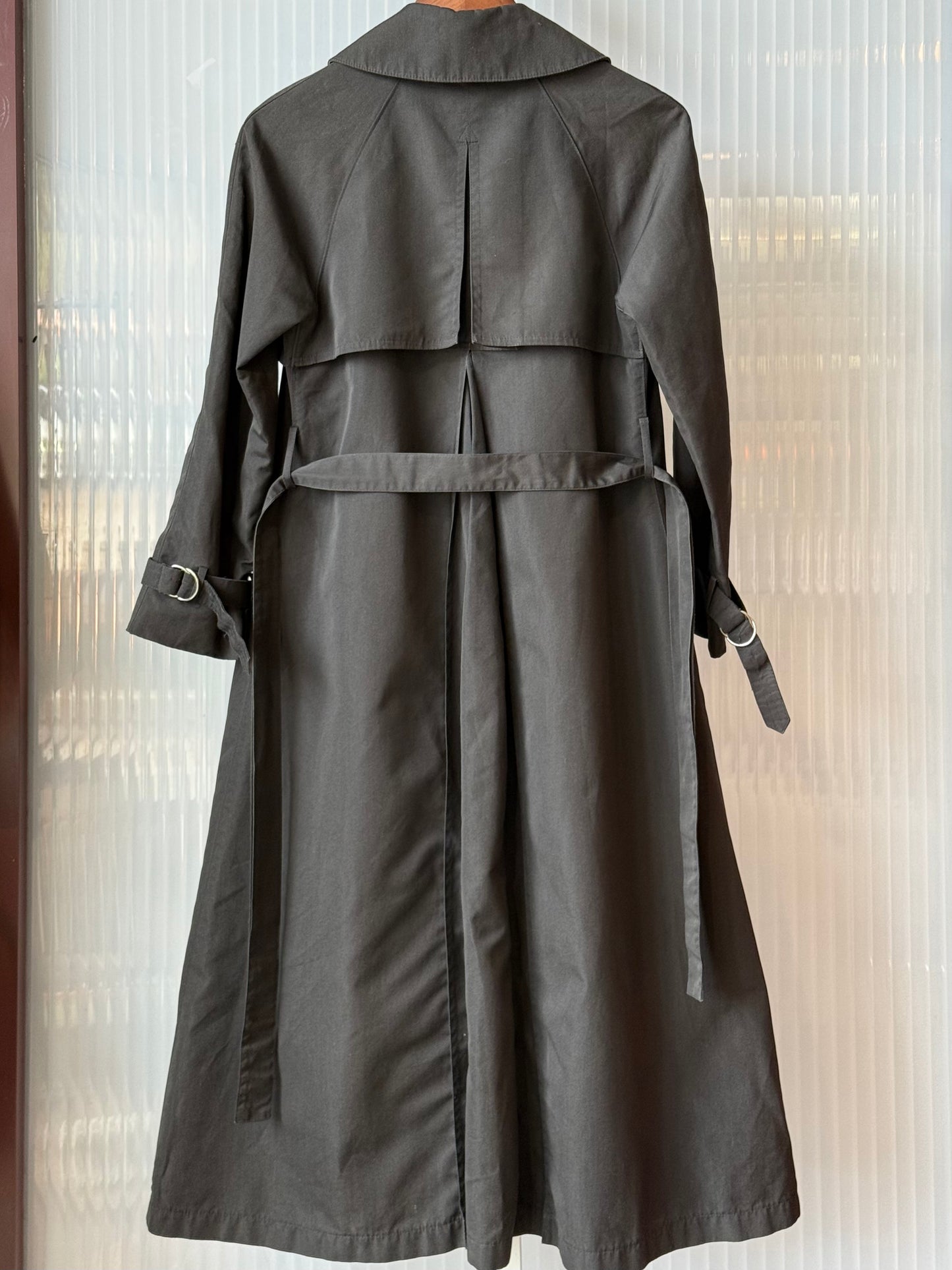 1980s Black Trench Coat w/ Red Lining