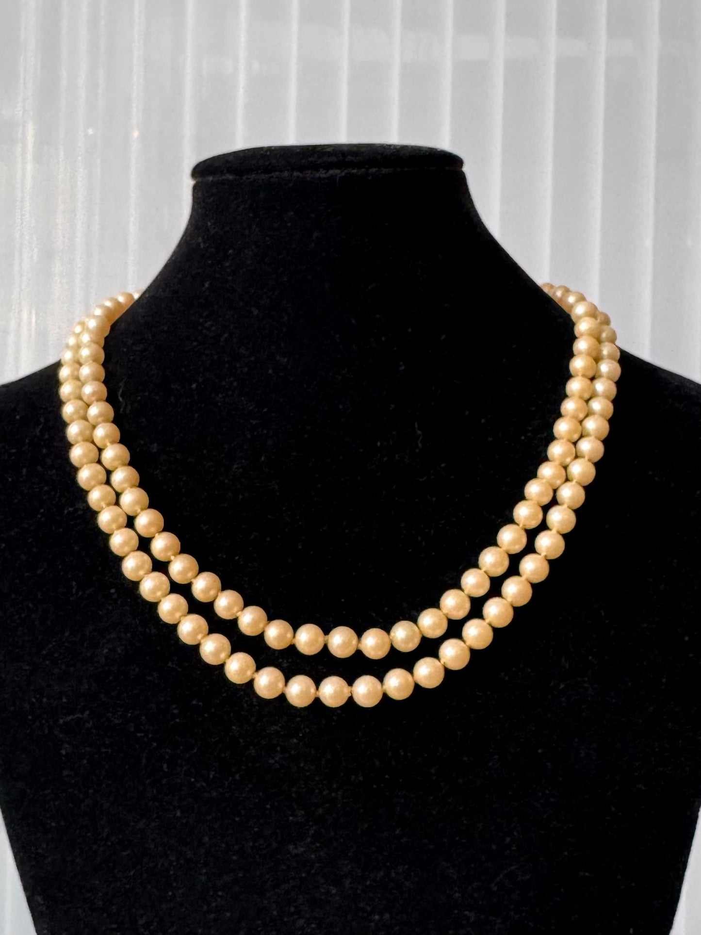 1940s Two-Strand Metallic Micro-Pearl Necklace