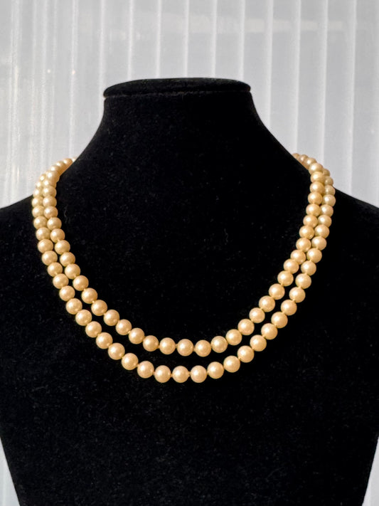 1940s Two-Strand Metallic Micro-Pearl Necklace