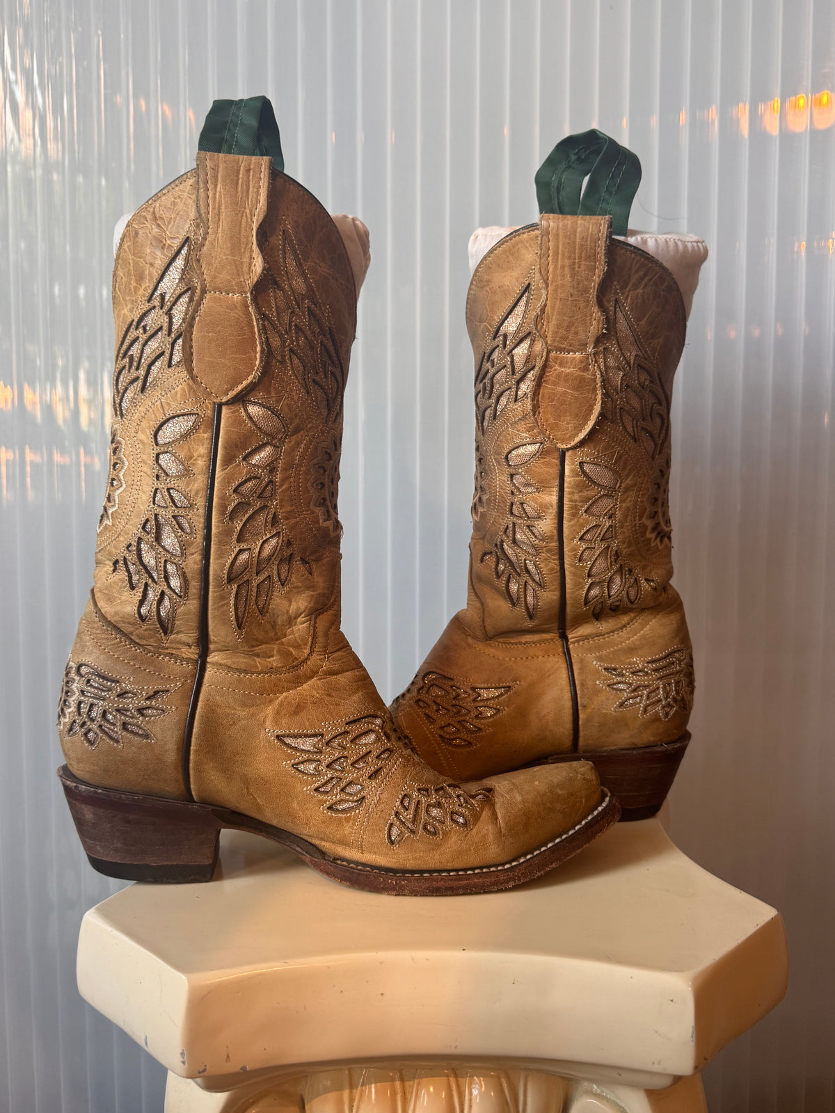 Light Brown Leather Western Boots
