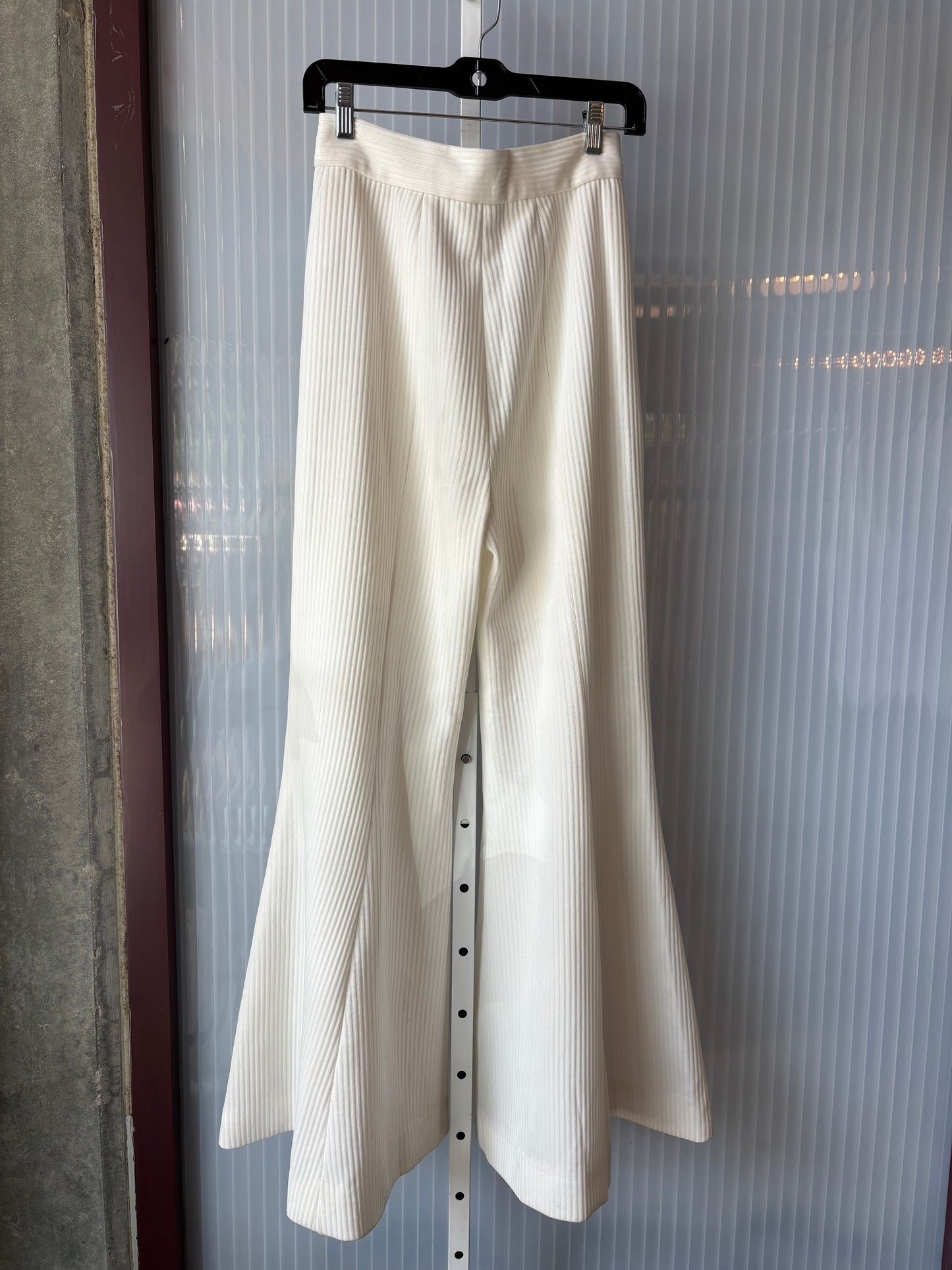 1970s White Ribbed Vest & Bellbottom Pants Set