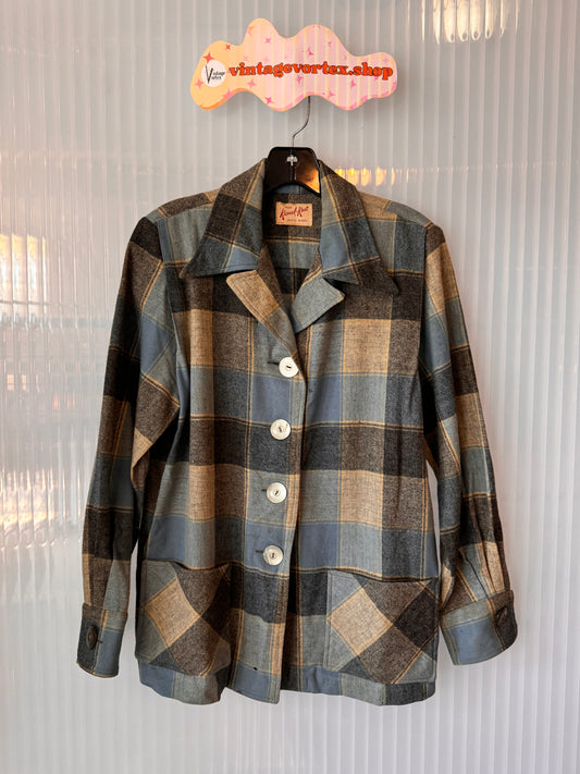 1950s Kasual Koat Blue Plaid Shacket