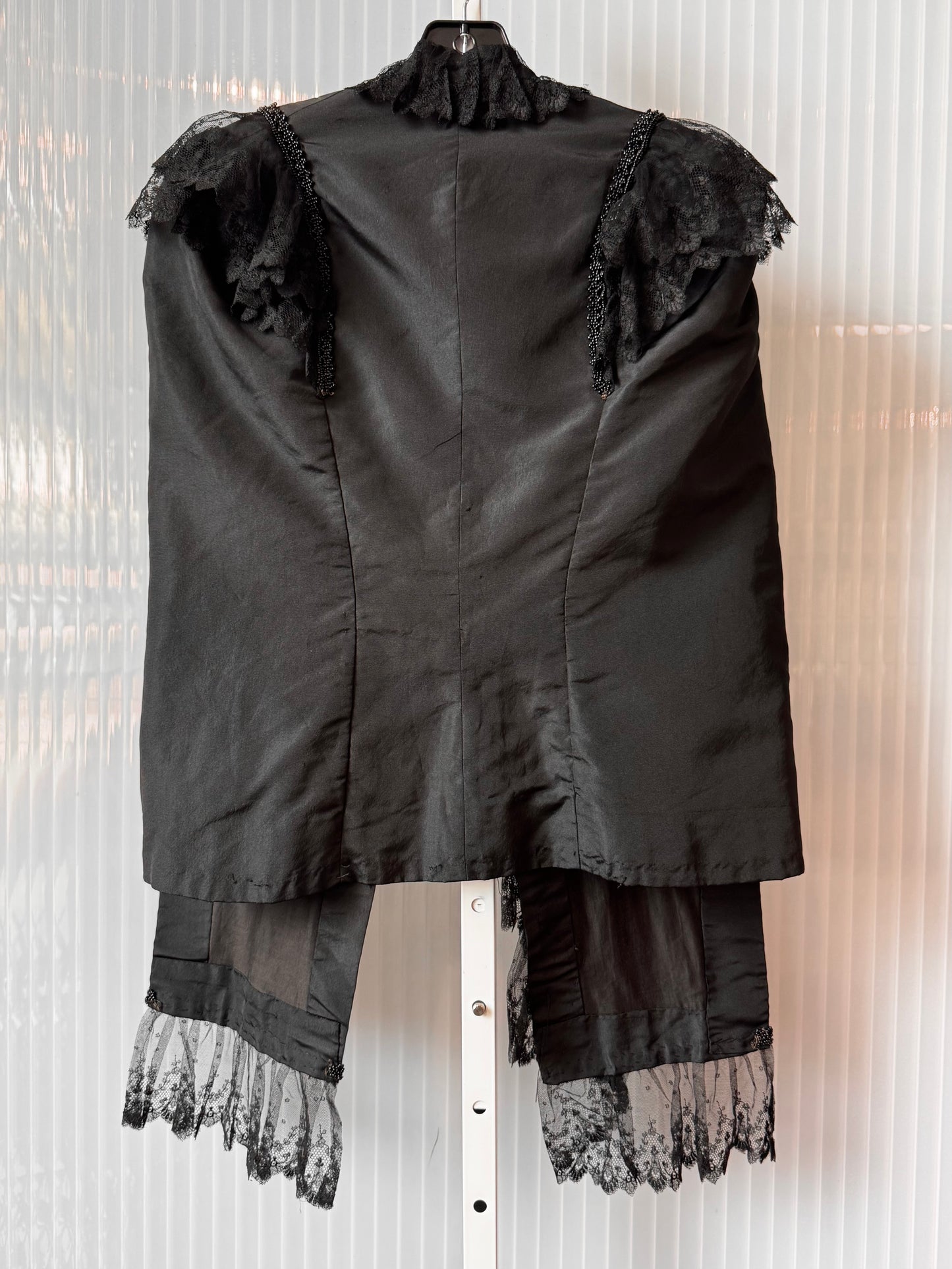 Victorian Black Beaded & Lace Trim Cape
