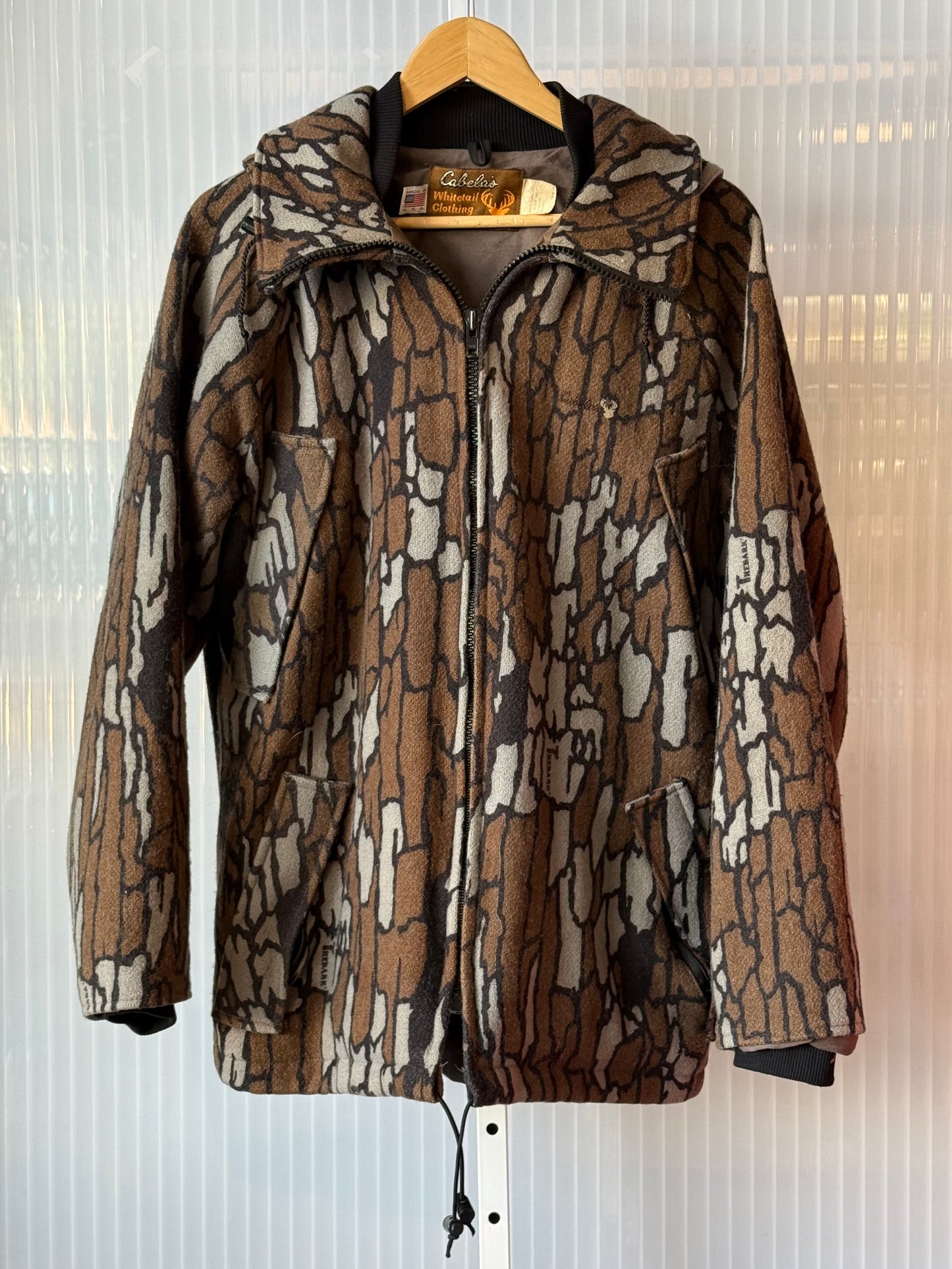 1980s Cabela's Bark Camo Wool Hunting Jacket