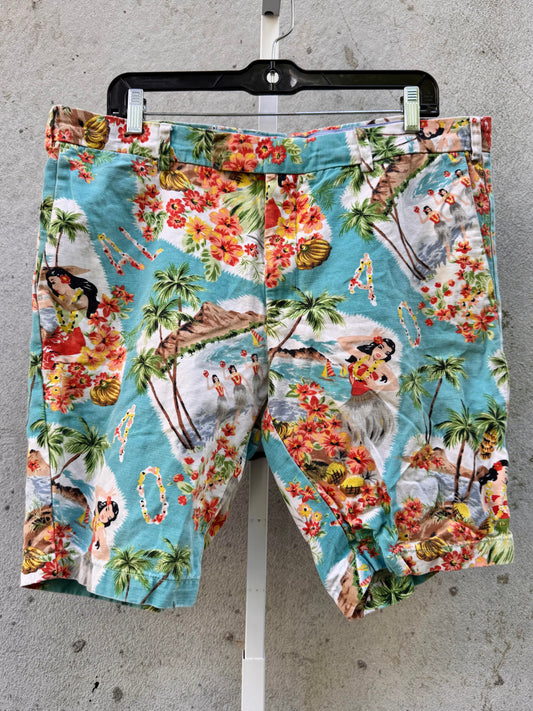 2000s Polo Ralph Lauren Blue Retro Hawaiian Shorts