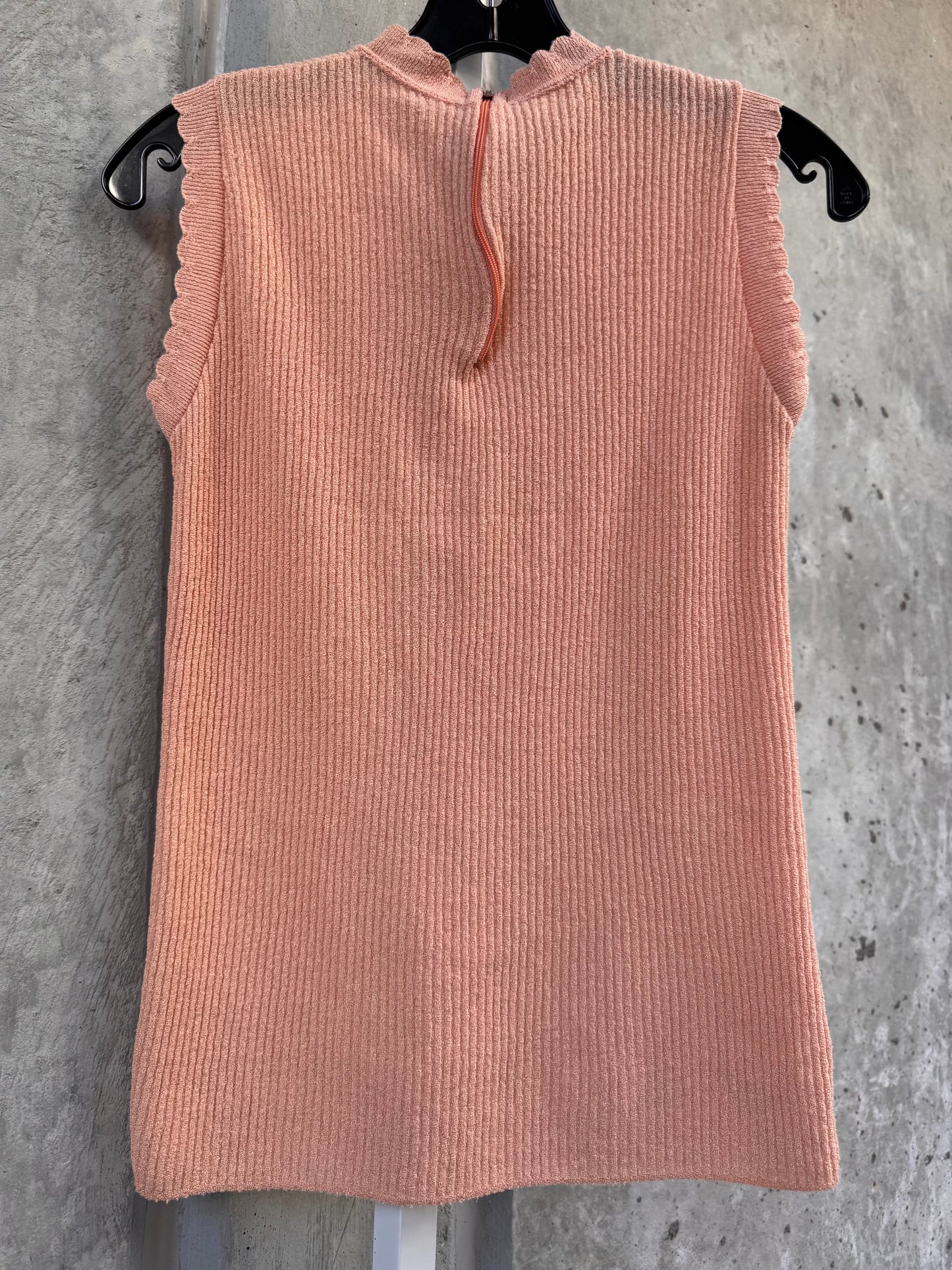 1970s Peach Rib Knit Sleeveless Top