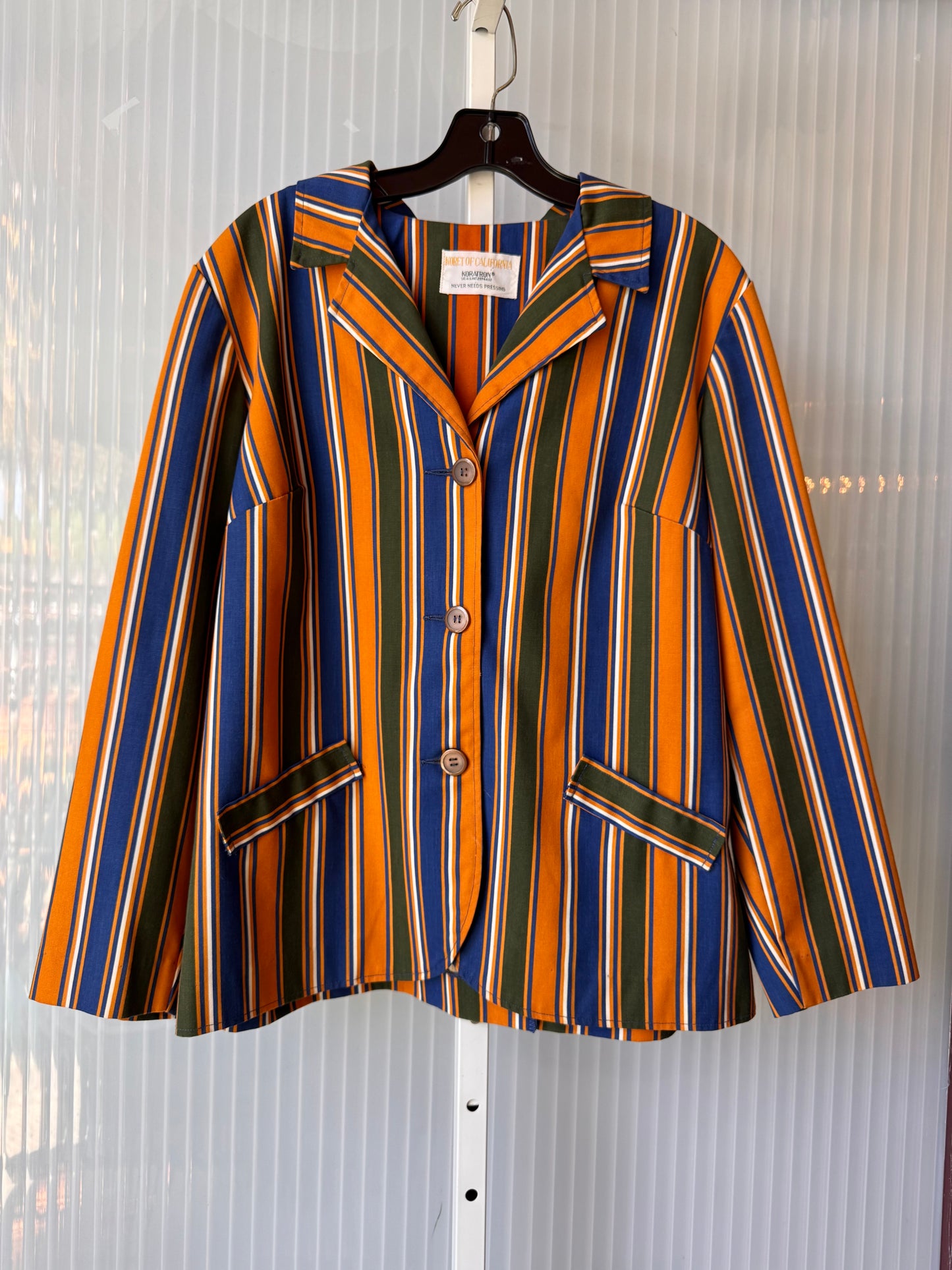 1970s Orange, Green, & Blue Striped Blazer