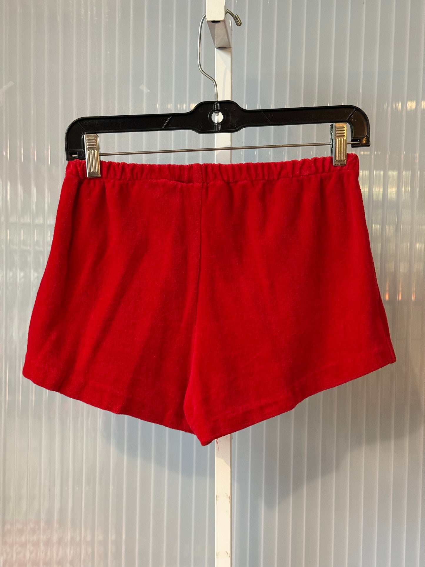 1970s Red Fleese Shorts and Button-Up Top Set